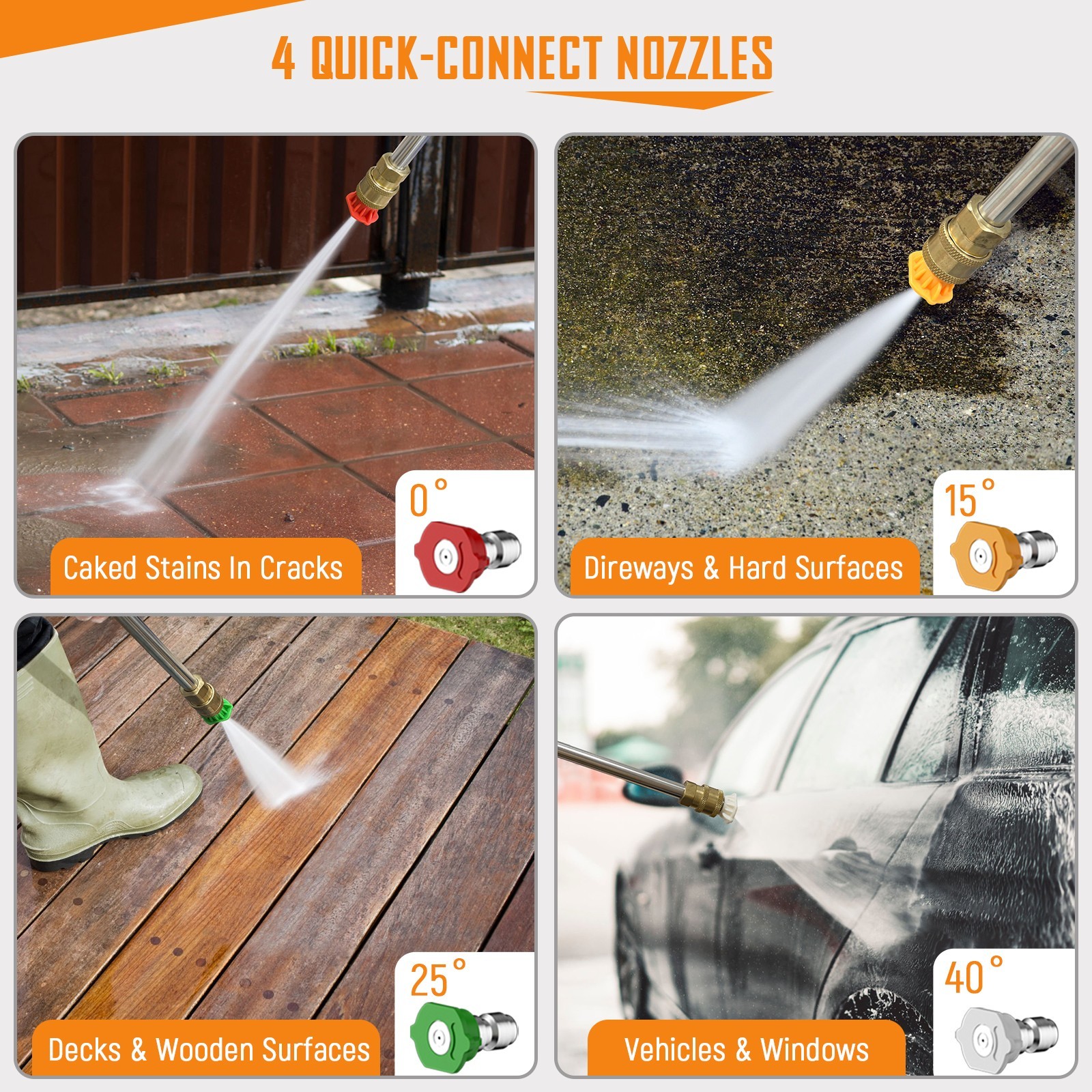 Pressure Washer 4200PSI 2.0GPM, Powerful Cleaning, 4 Nozzle Tips, for Car