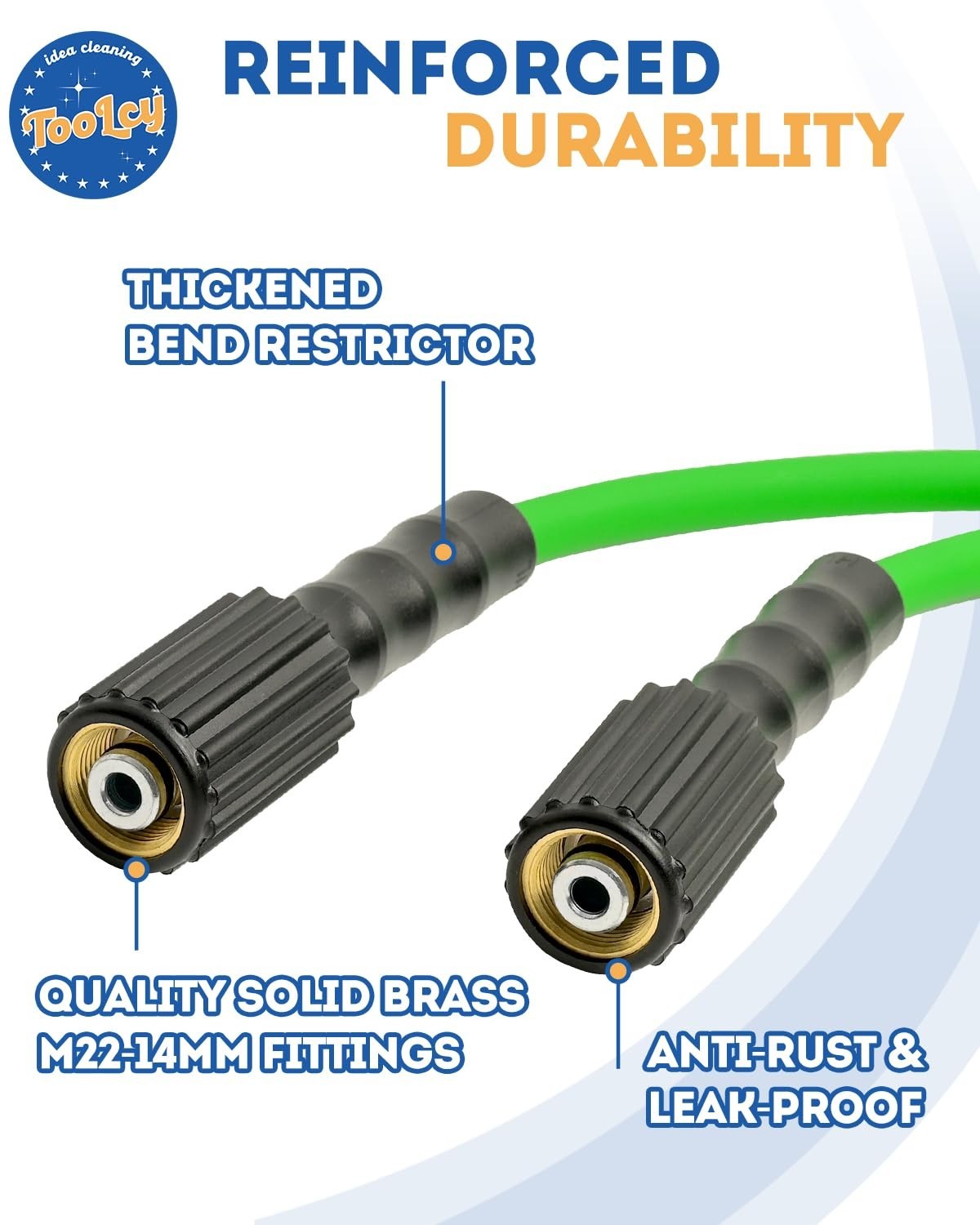 TOOLCY 1/4″ Kink-Free 3300 psi Flexible Pressure Washer Hose (Blue)