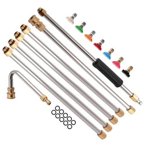 Pressure Washer Extension Wand for Gutter Cleaning With 7 Spray Nozzle Tips,