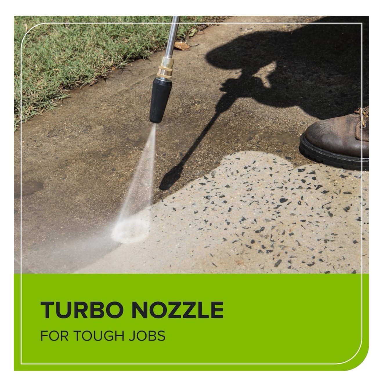 Greenworks – 2000PSI Power Washer with Foam Gun and 12″ Surface Cleaner Green