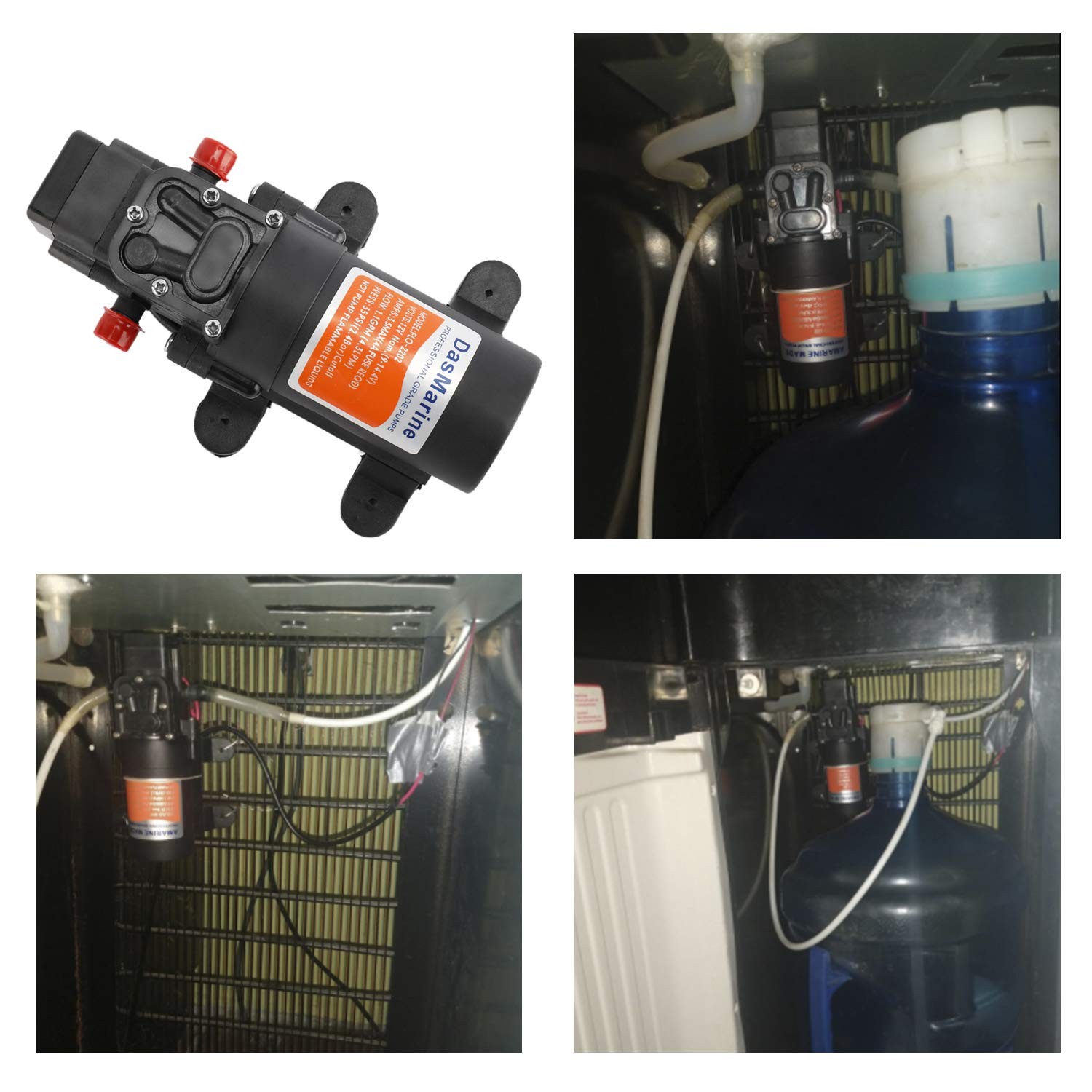 12V Diaphragm Water Pressure Pump 1.1 GPM 35 PSI With 2 Hose Clamps Caravan