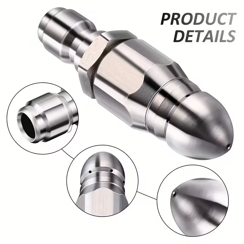 2Pcs Male Pressure Washer Drain Sewer Cleaning Pipe Jetter Rotating Nozzle 1/4”