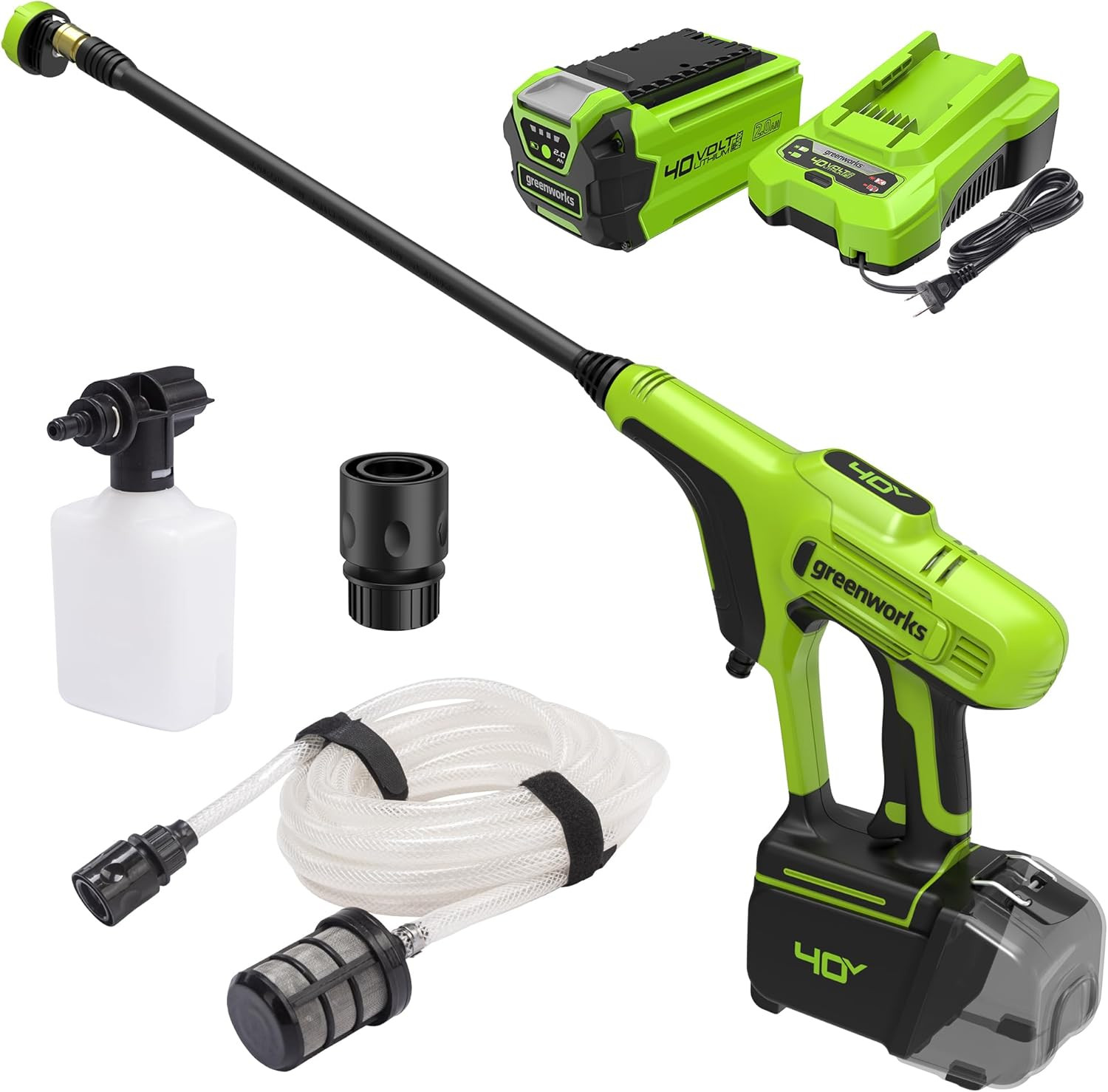 40V (600 PSI 0.8 GPM) Power Cleaner, 2Ah USB Battery and Charger Included