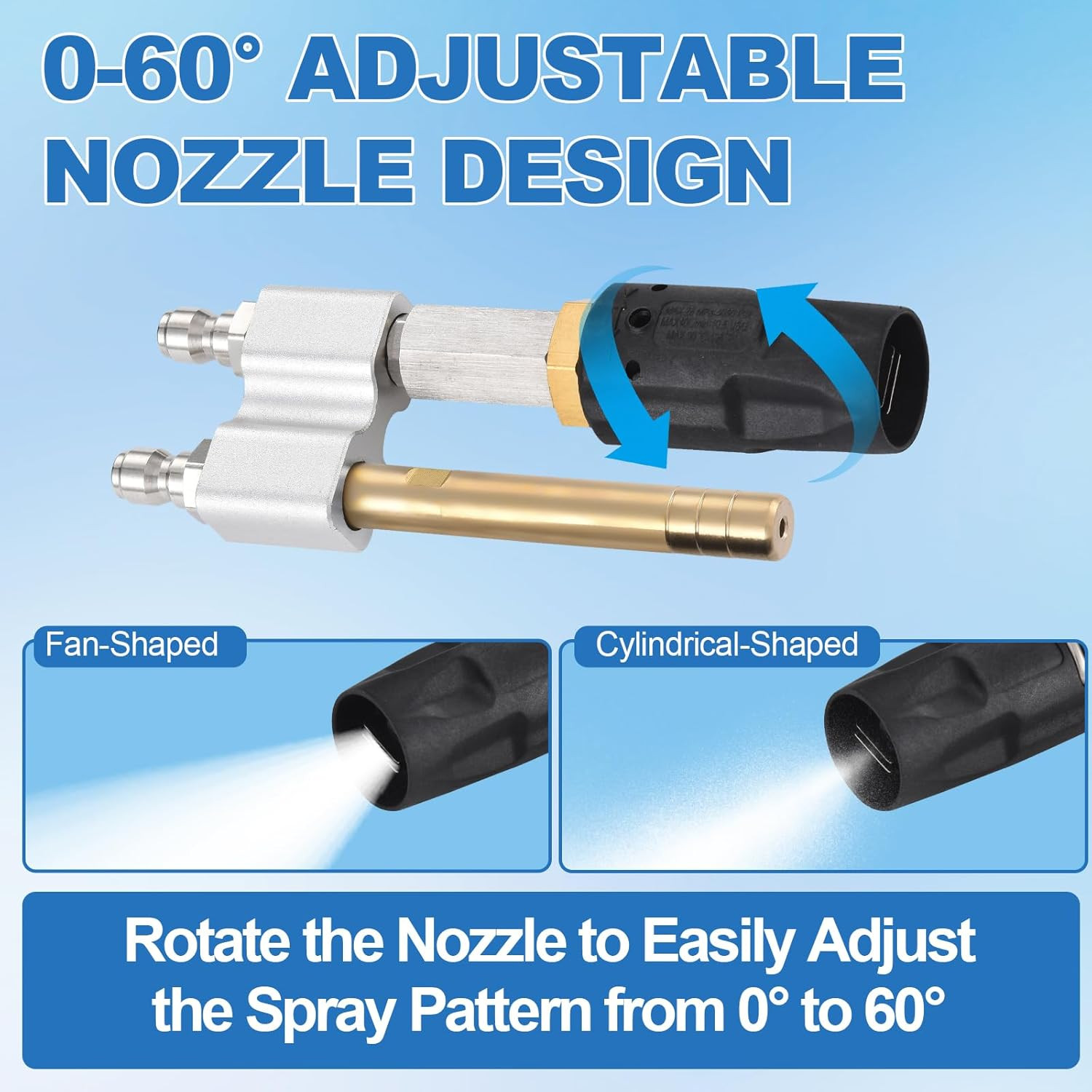 2 in 1 Downstream Soft Wash Chemical Nozzle, M5 Twist Shooter Tips Nozzles, 0-60