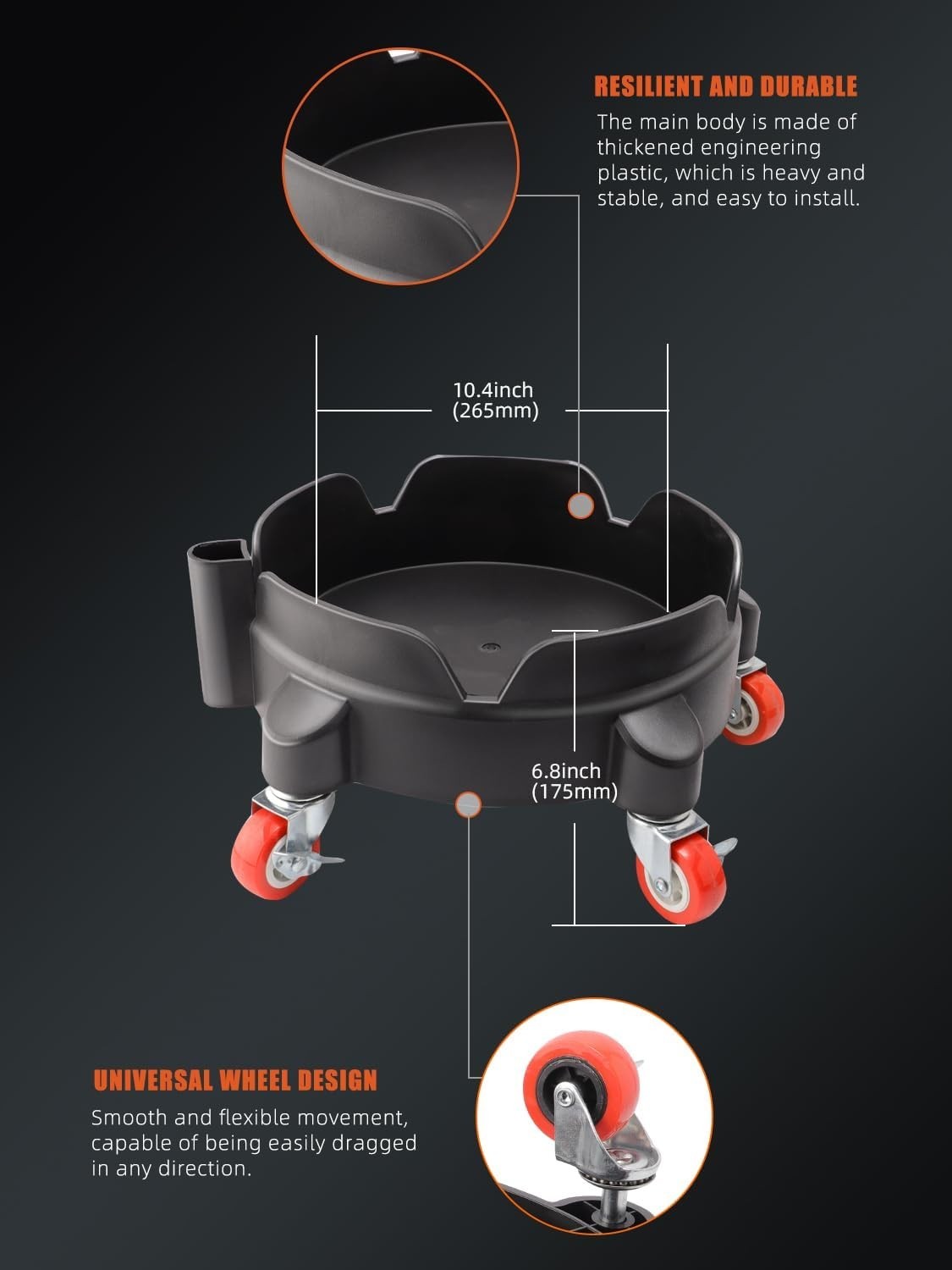 Luxury Bucket Dolly with 5 Wheels for Effortless Car Washing & Detailing