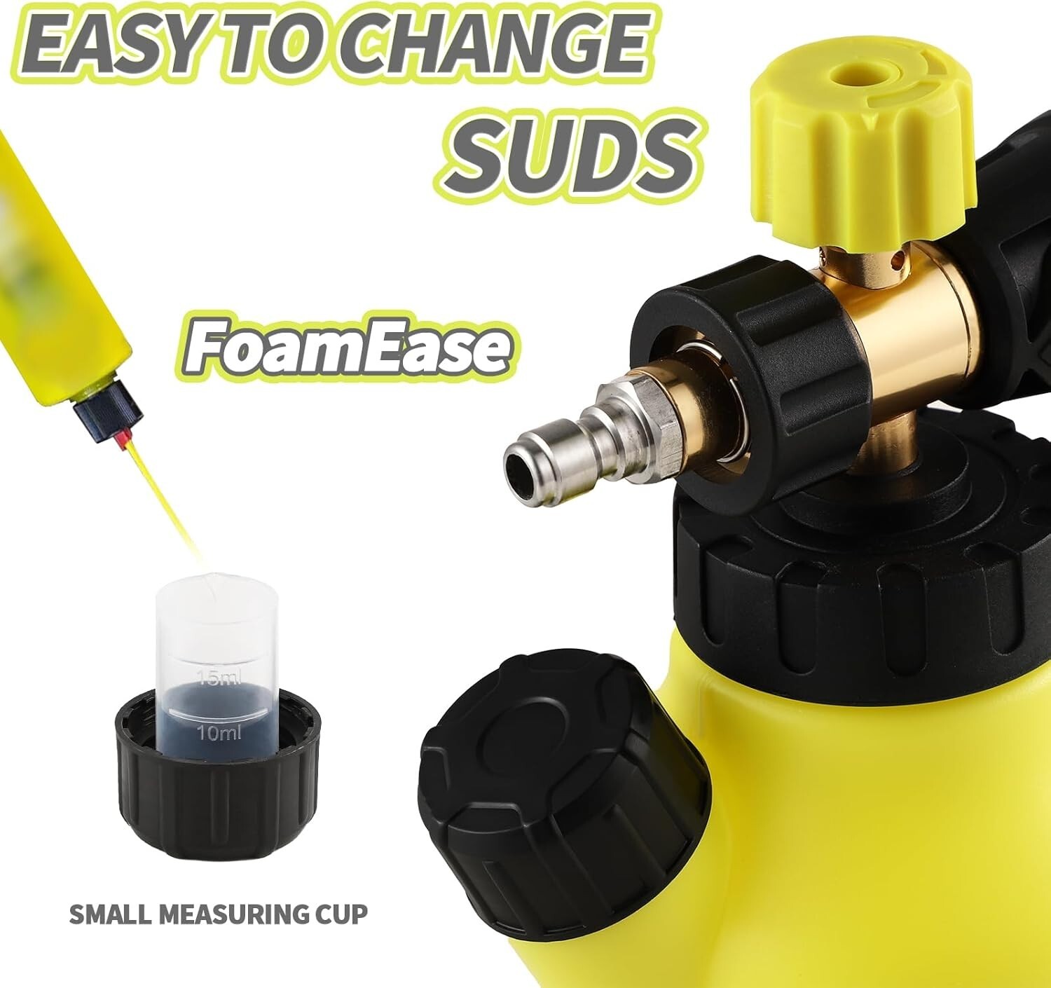 Foam Cannon up to 4500 PSI, Pressure Washer Foam Cannon w/ 1/4” Quick Connector