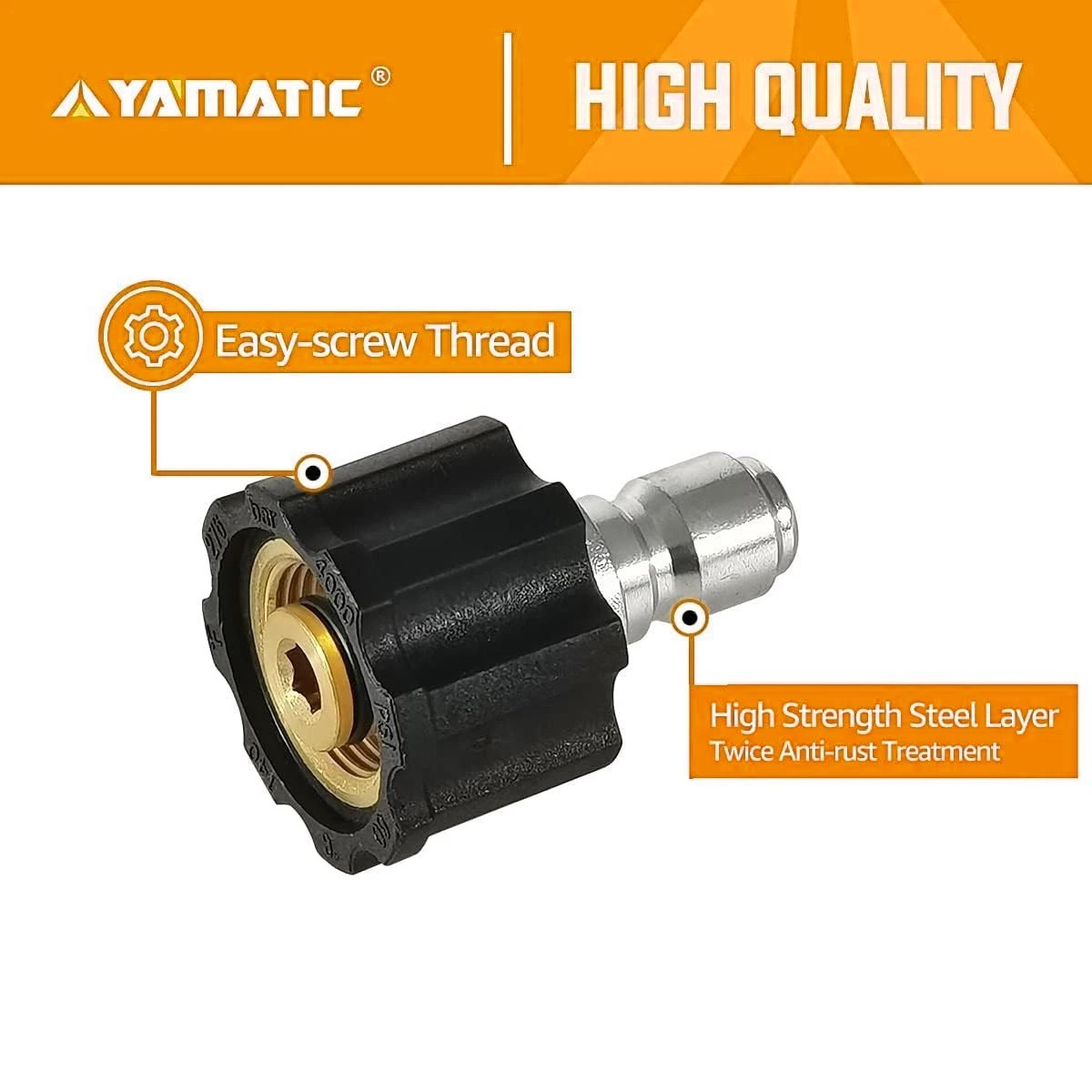 Yamatic Pressure Washer Adapter, M22 Female To 3/8” Quick Connect Plug