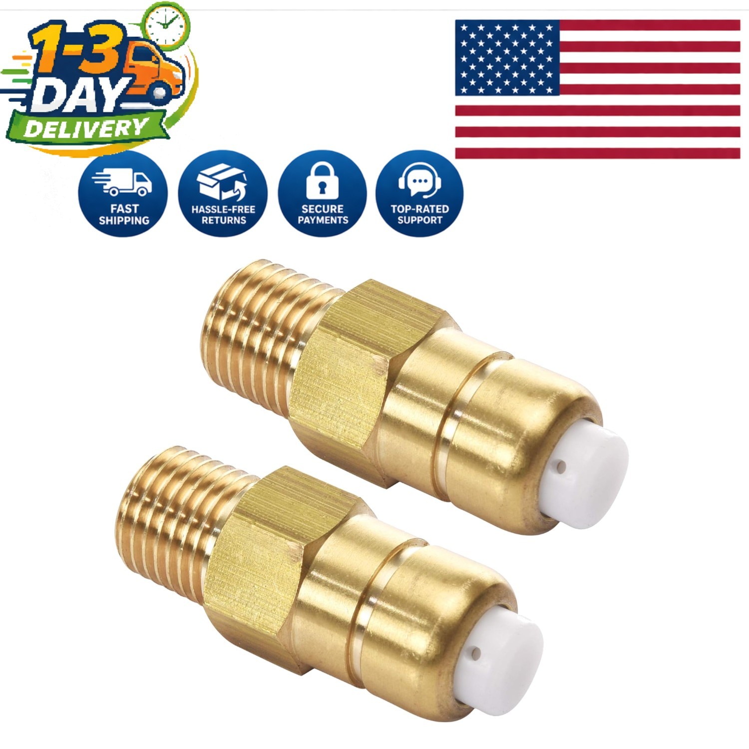 Brass Thermal Release Valve for Pressure Washer Pumps, 2 Pack, 1/4 Inch