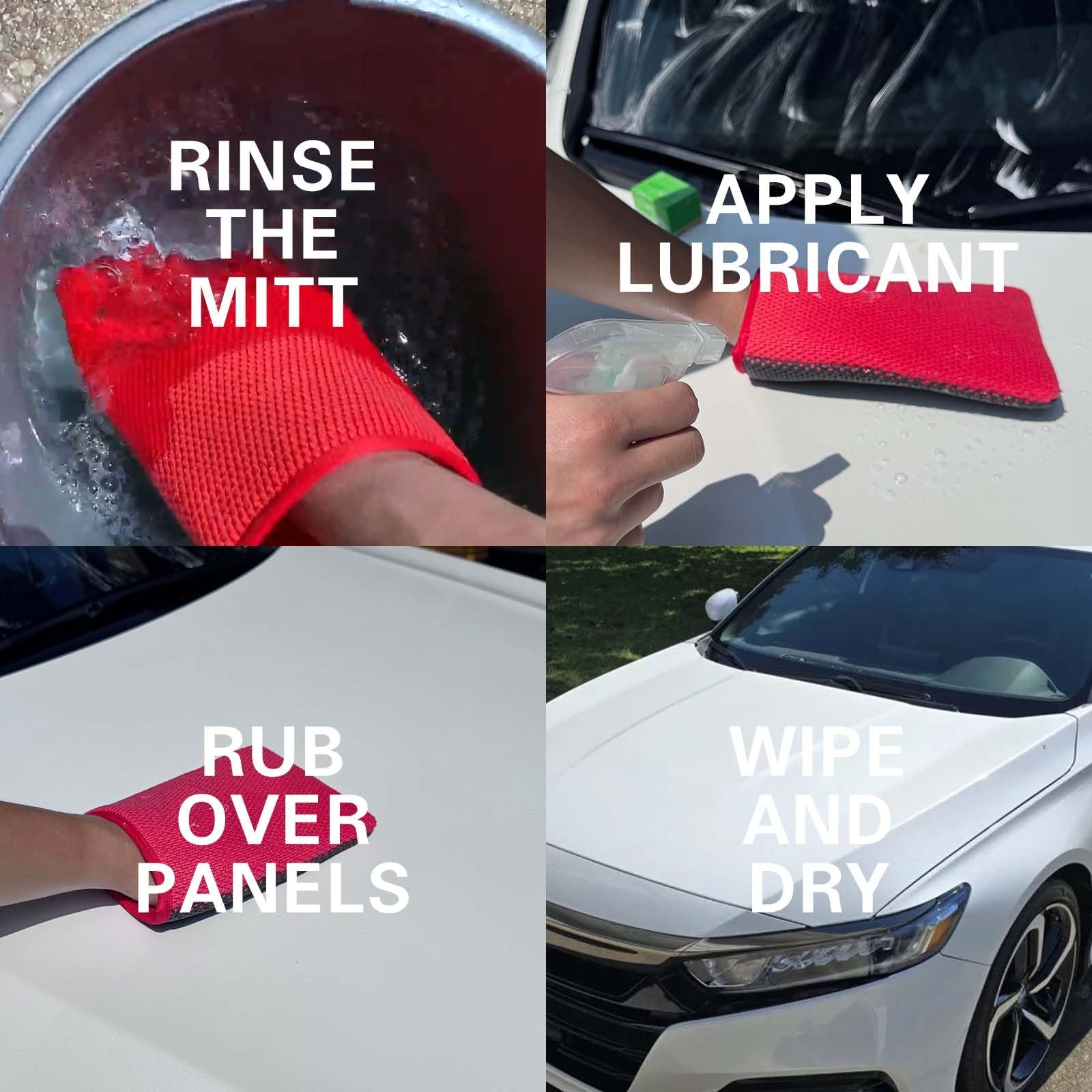 2 Pcs Fine Grade Synthetic Clay Mitt for Car Detailing, Large, Ferrari Red