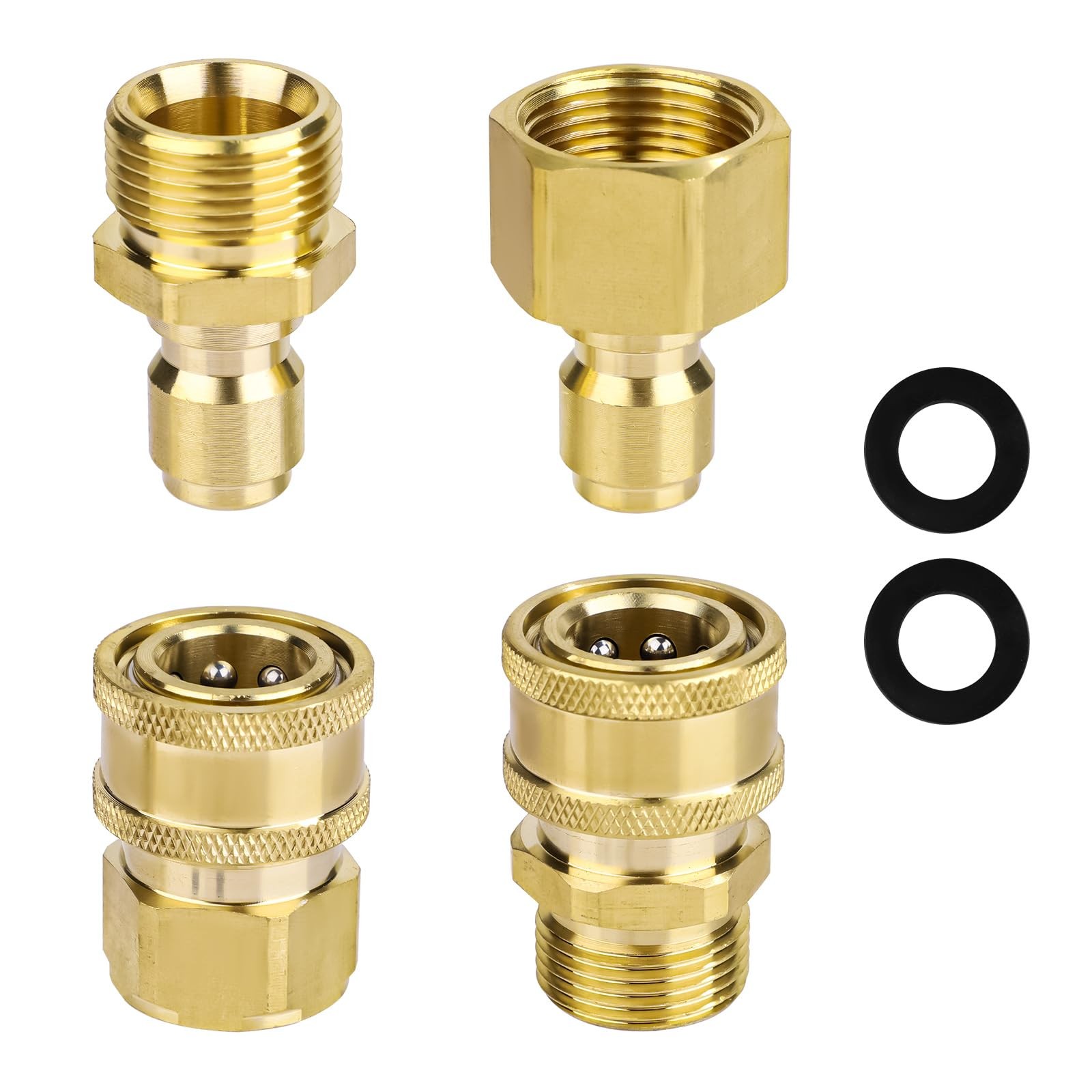 M2215mm To 1/4 Inch Pressure Washer Adapter Set Quick Connect Kit 4 PCS