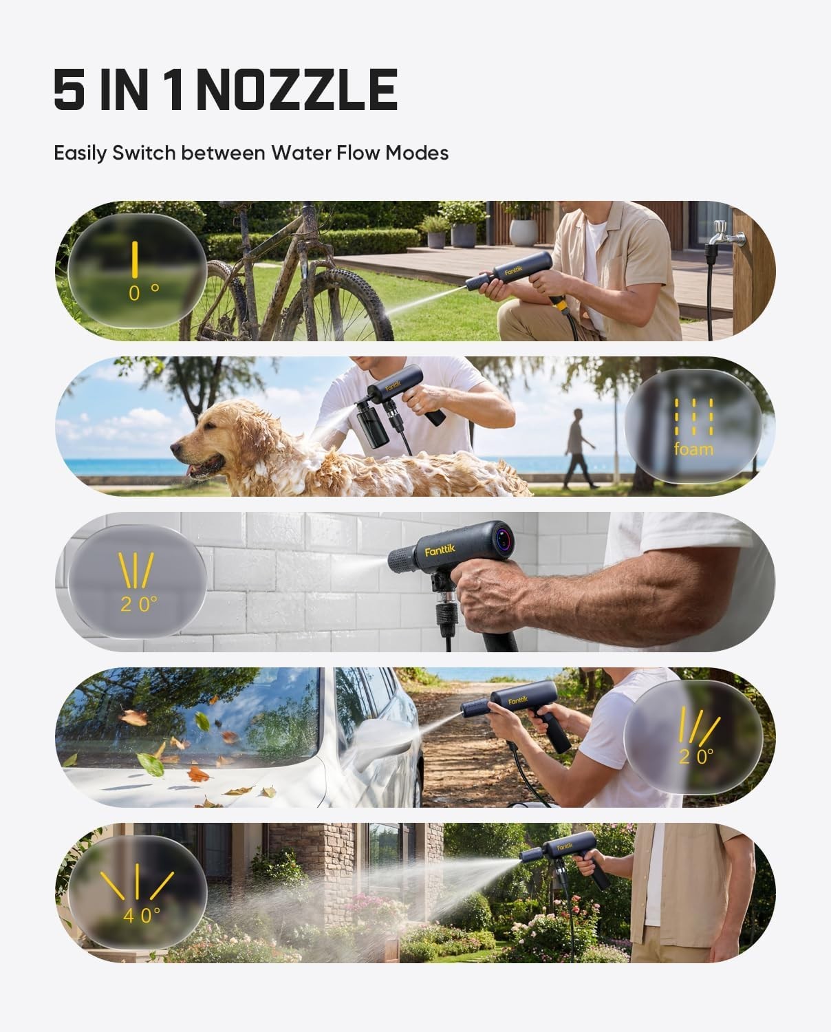 NB10 Flip Cordless Pressure Washer Gun – 5-in-1 with HD Display & Foldable De…
