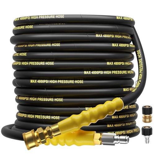 TIANTINGHEN 4800PSI 3/8″ PRESSURE WASHER HOSE 50FT – YELLOW