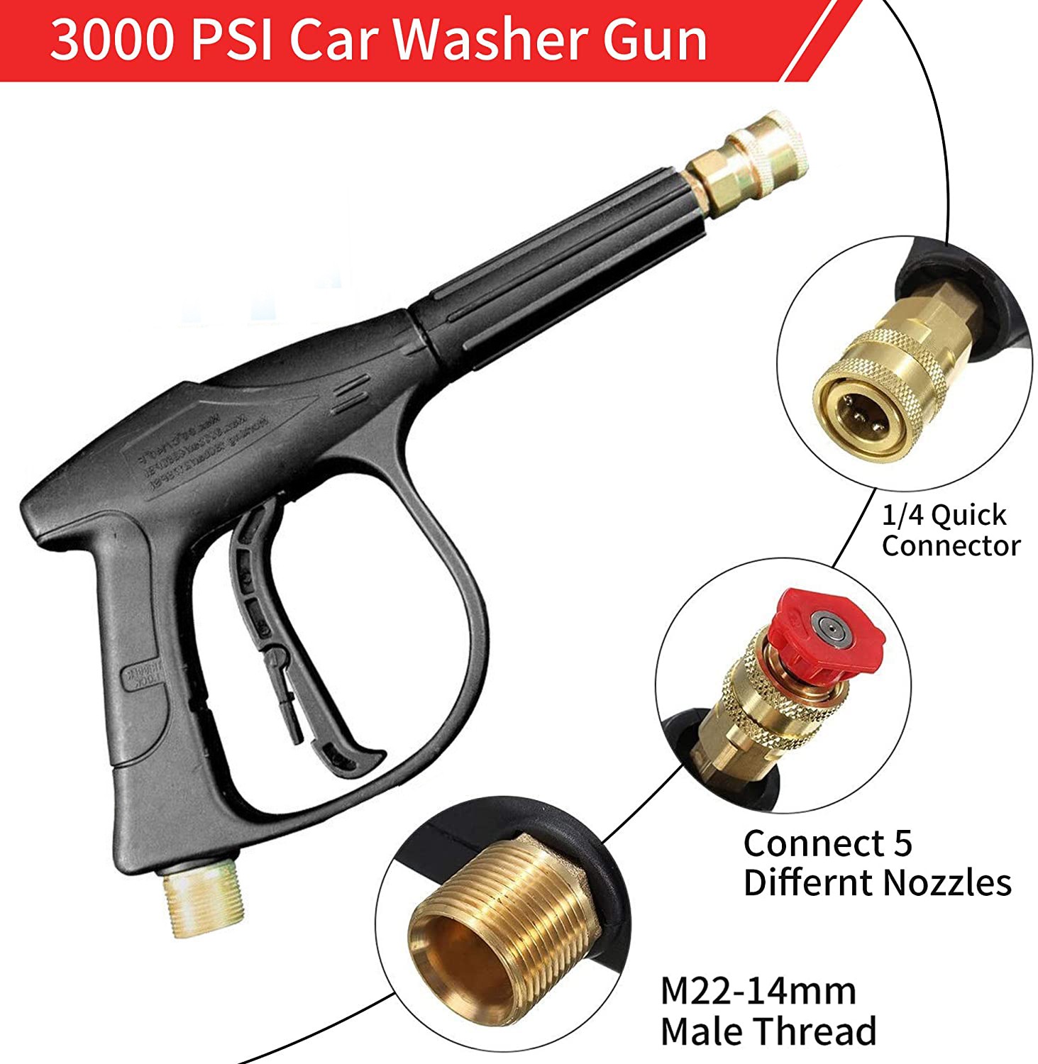Pressure Washer Gun Foam Cannon with 1/4 Inch Quick Connector for Car Washing US
