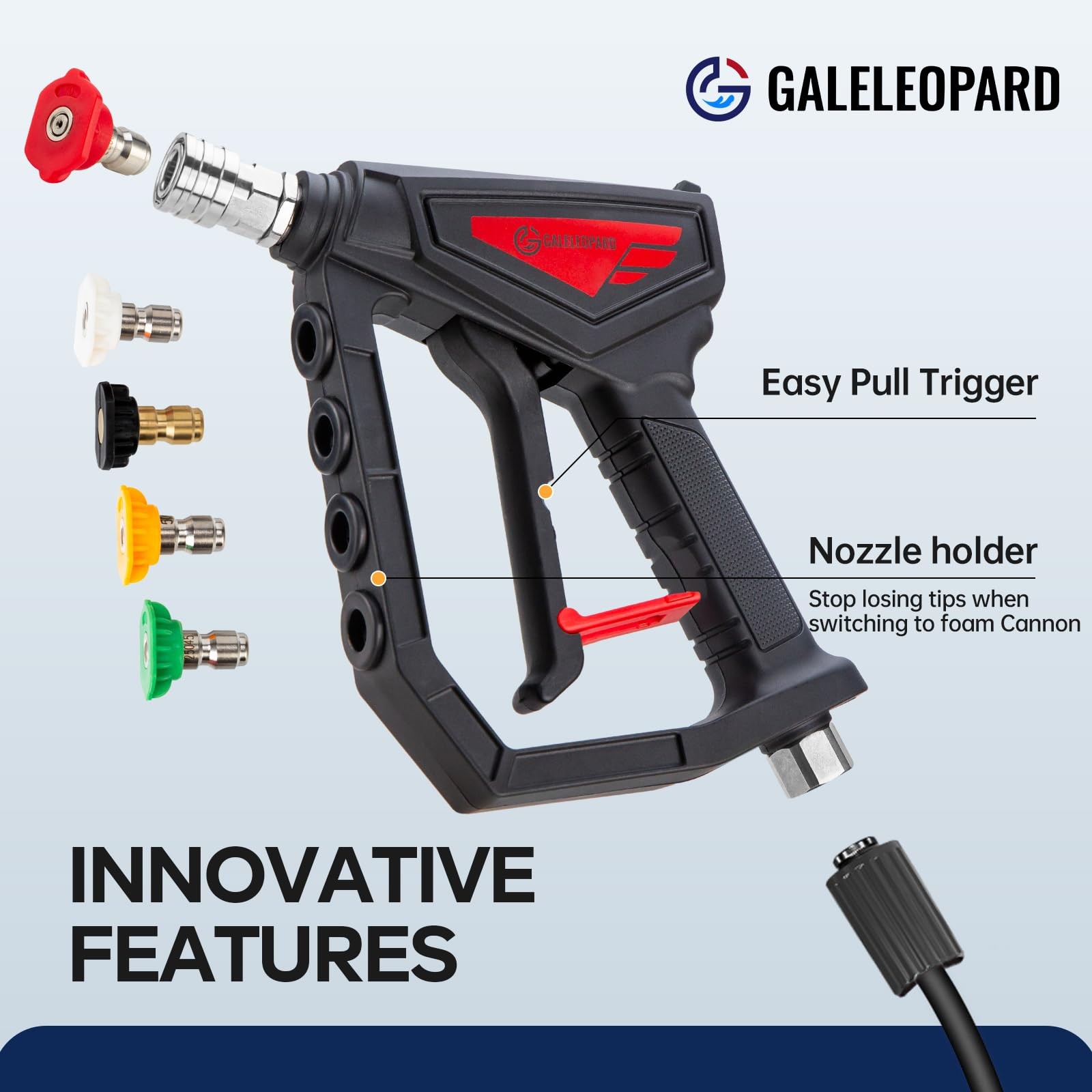 Short Pressure Washer Gun with Nozzle Holder, 5000 PSI High Pressure Washer G…