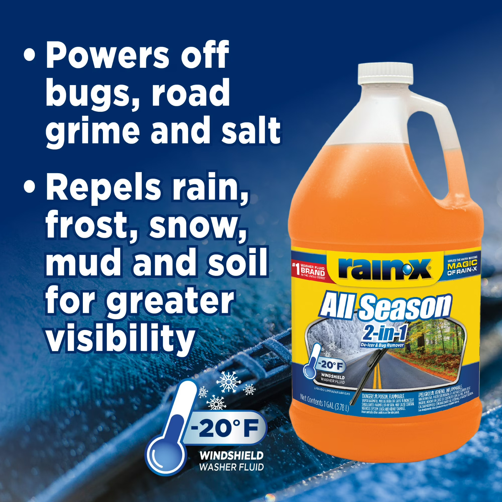 (2 pack) Rain-X -20F 2-In-1 All-Season Washer Fluid