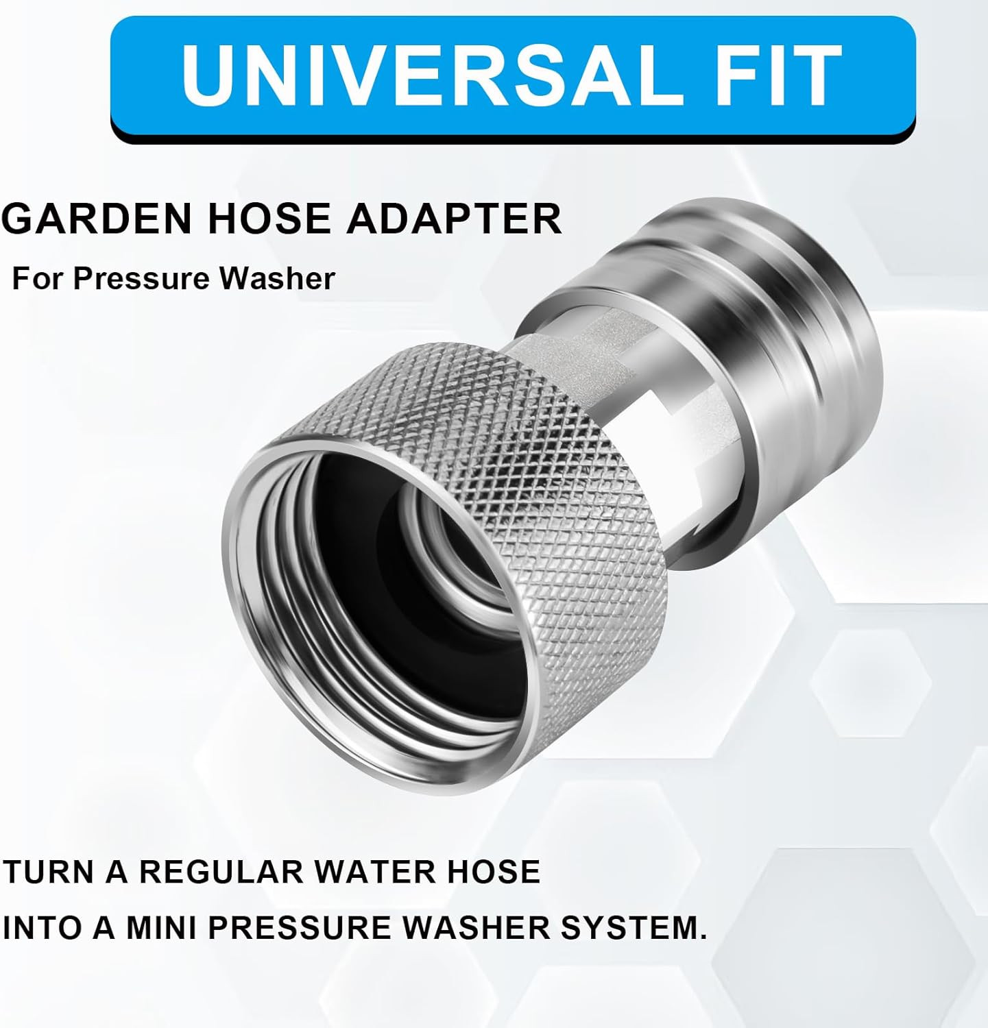 Garden Hose to Pressure Washer Adapter with 5PCS Spray Nozzle Tips, 3/4″ GHT To