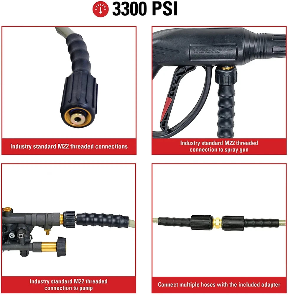 Cleaning 40224 Morflex Series 3300 PSI Pressure Washer Hose, 1/4″ by 25′