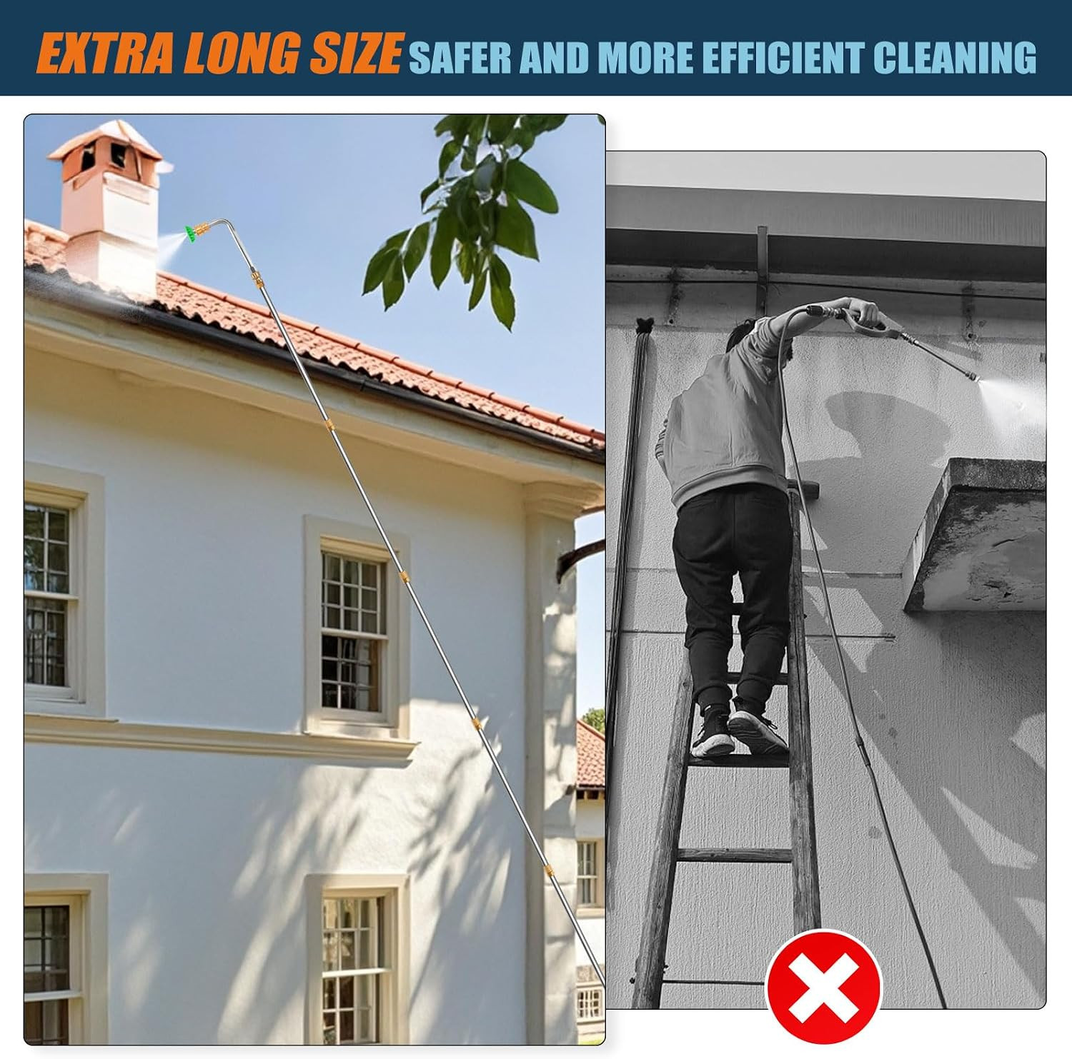 10 Pack 9 FT Gutter Cleaning Tools from the Ground, Pressure Washer Gutter Clean