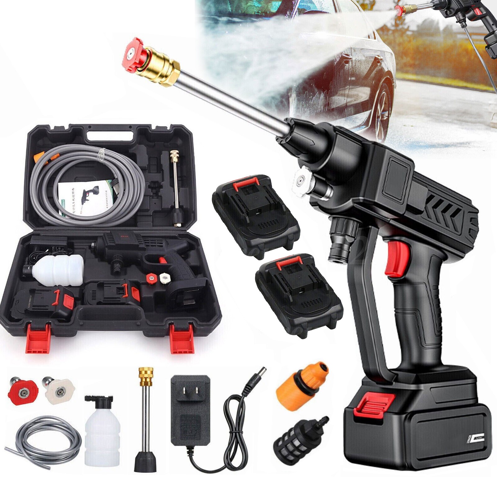Cordless Electric High Pressure Water Spray Car Gun Portable Washer Cleaner Yard