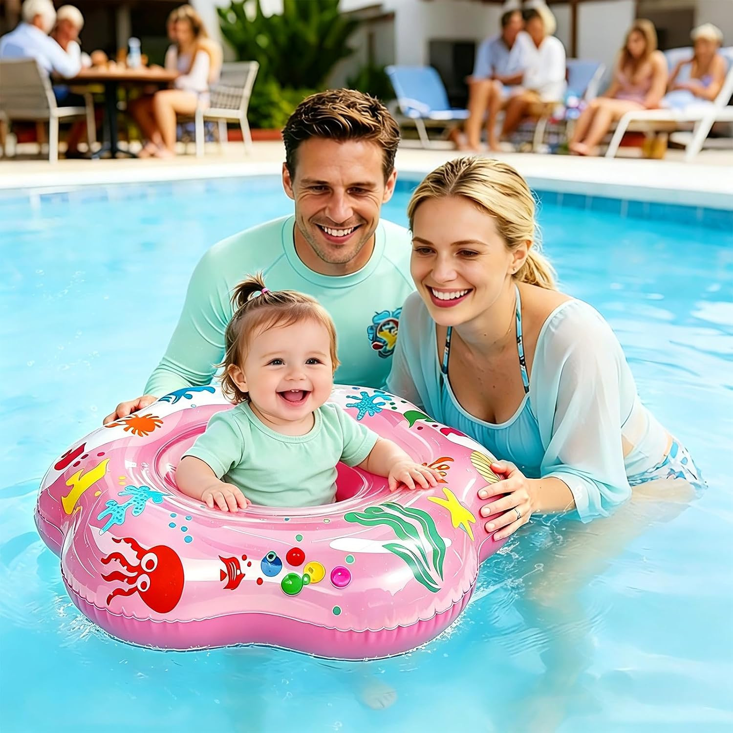 25.6″ Inflatable Baby Pool Float for 6-36 Months Double Air Anti-Flip Safety …