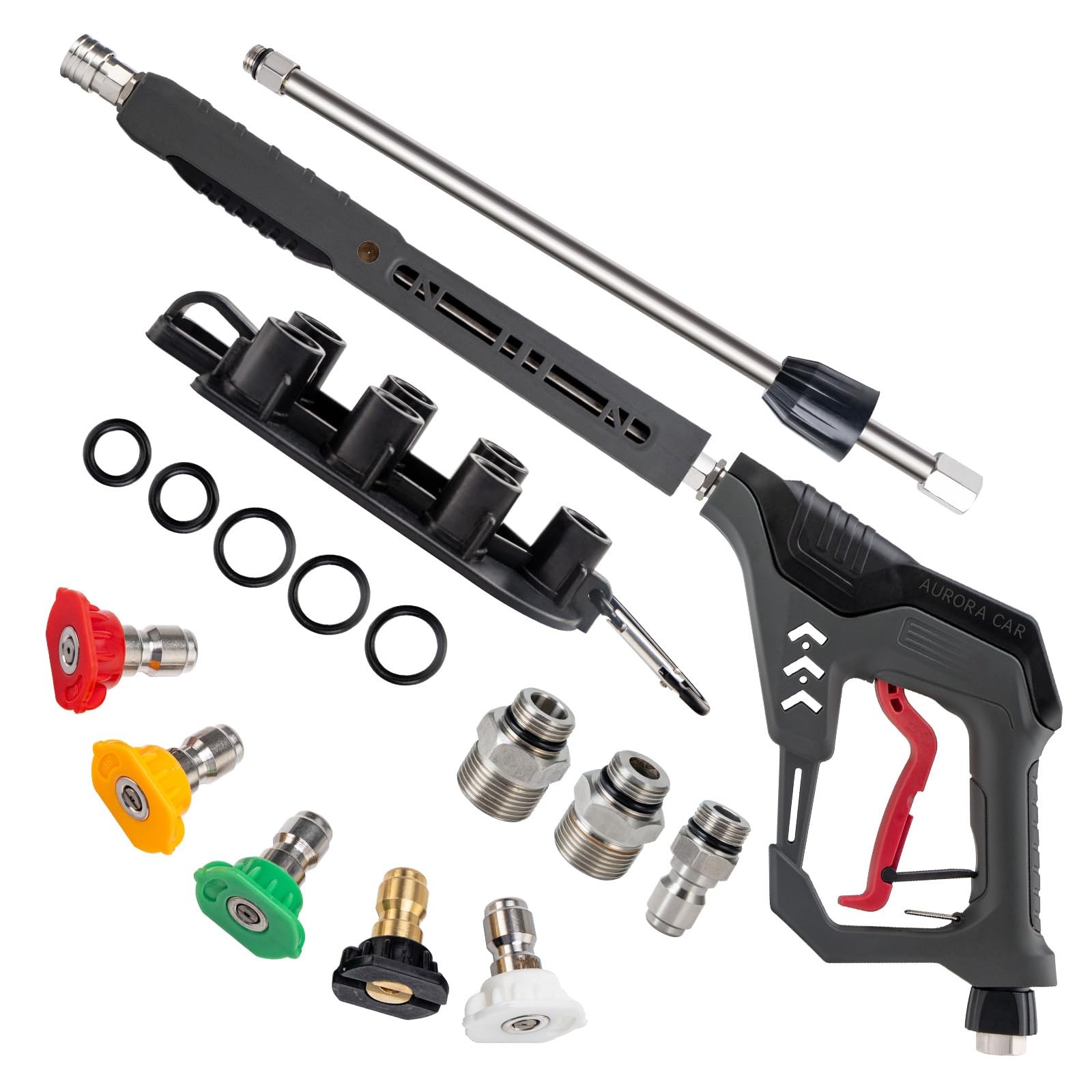 New Pressure Washer Gun with Swivel, Replacement Wand Extension, M22 14mm & 15mm