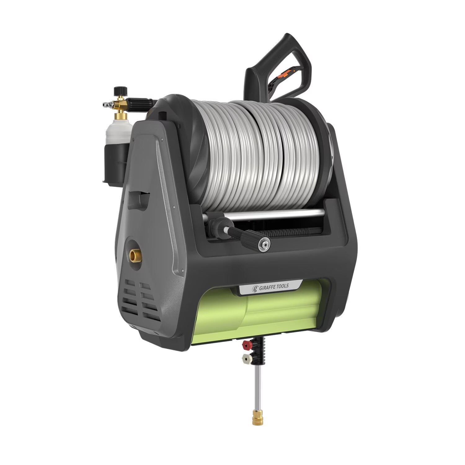 Giraffe Tools 3700 Peak PSI Wall-Mounted Retractable Pressure Washer Pro Bundle,