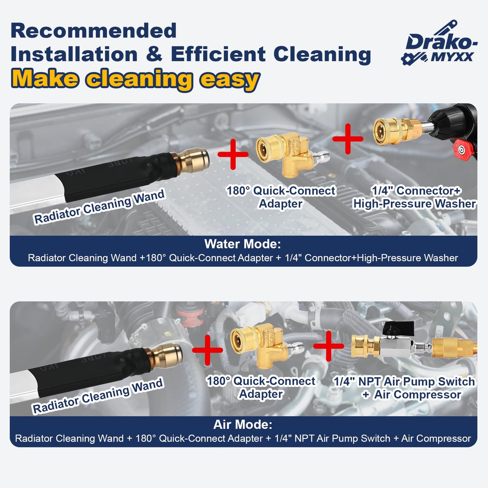 Upgraded 24″ Radiator Cleaning Wand, Multi-Purpose Radiator Cleaning Wand for…