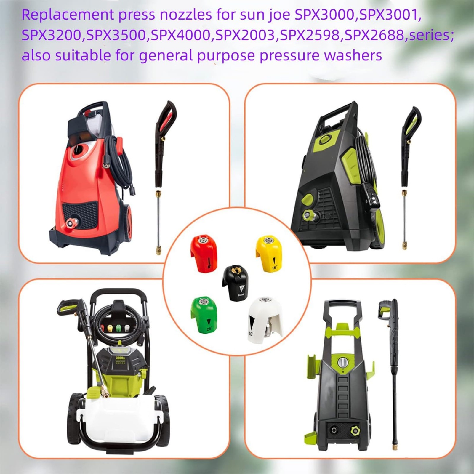 Replacement SPX 3000 series Connect Pressure Washer Spray Tips