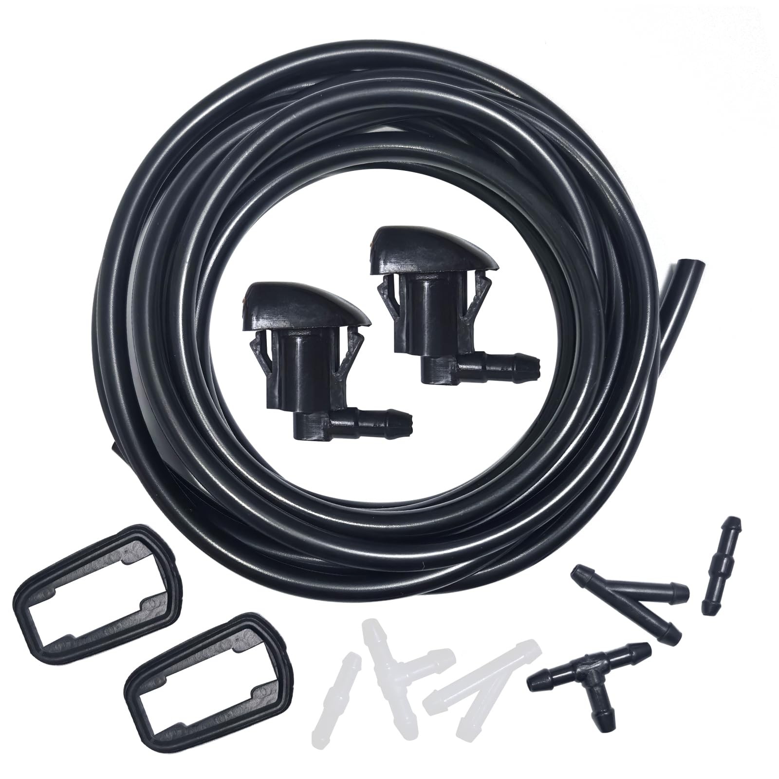 Front Windshield Washer Nozzles Kit for GMC & Hose Kit, Black