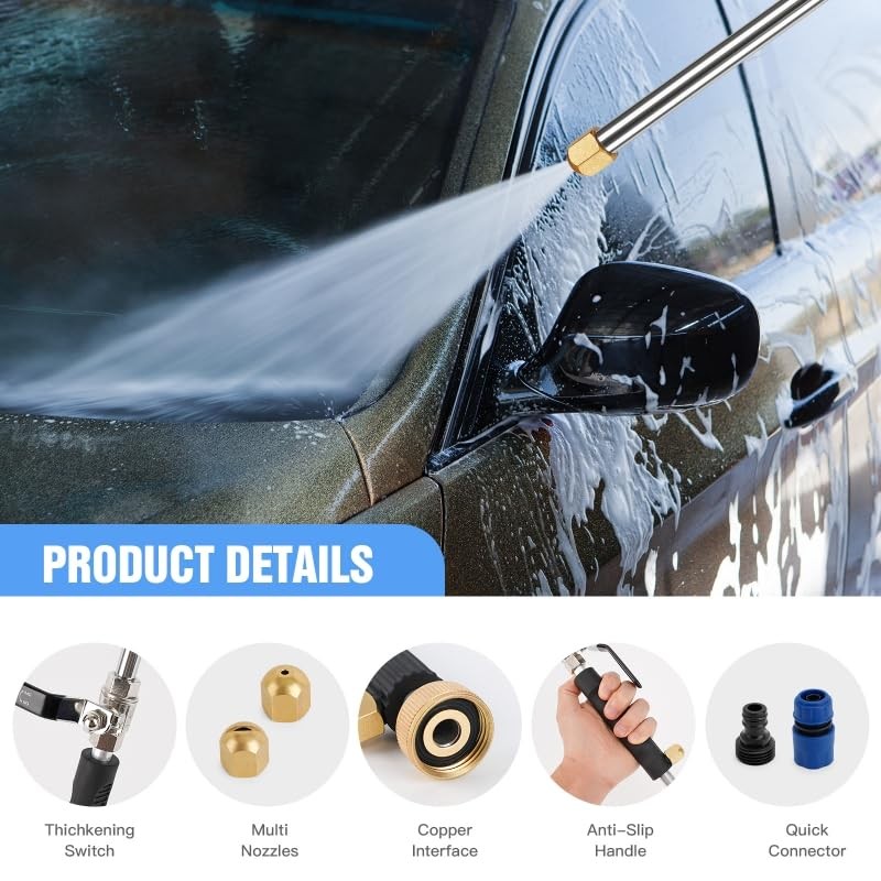 Watering Sprayer Cleaning Tool, Hydro Jet Water Hose Nozzle, Wand Lance for C…