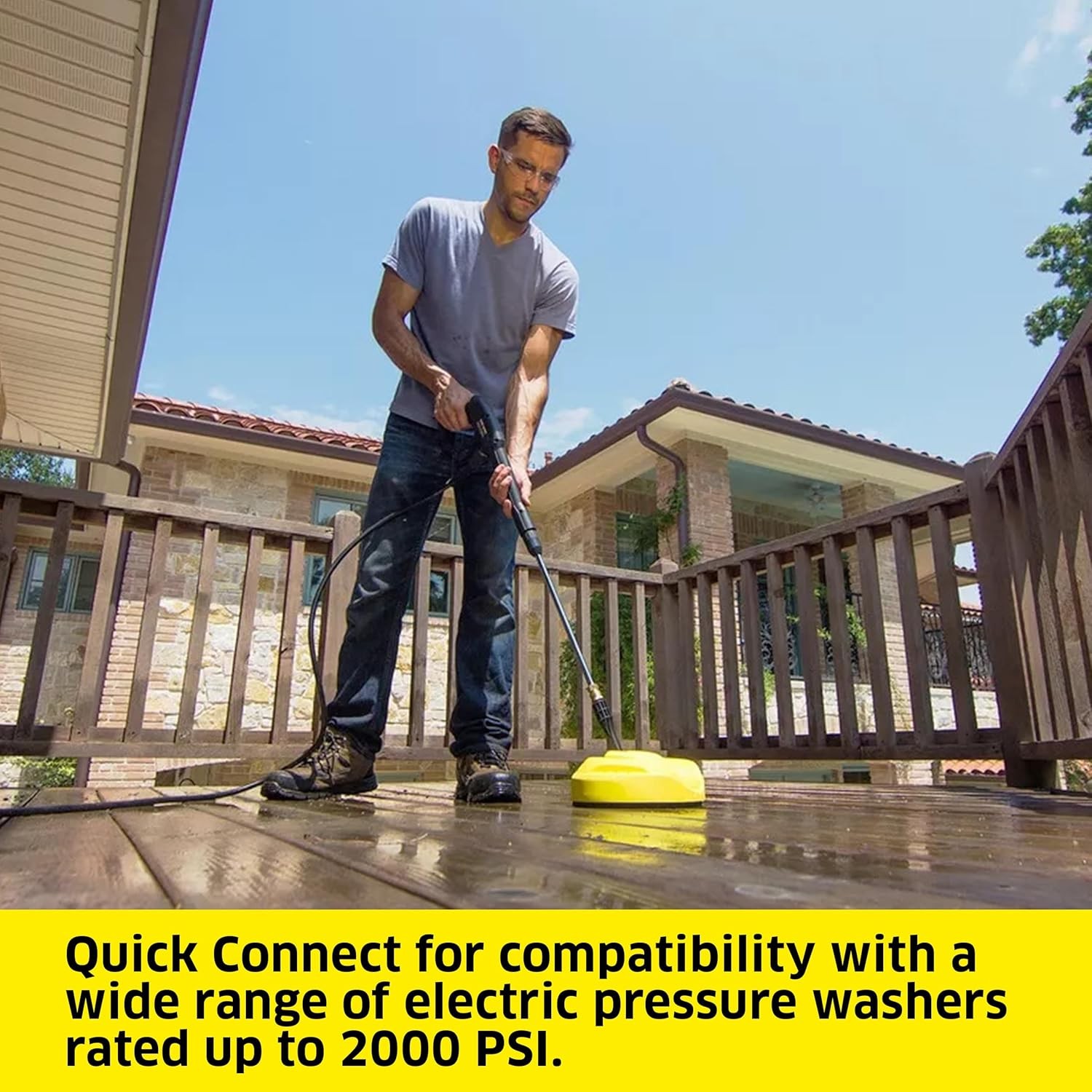 3600PSI 15″ Pressure Washer Surface Cleaner w/ 2 Extension Wand & Quick Connect