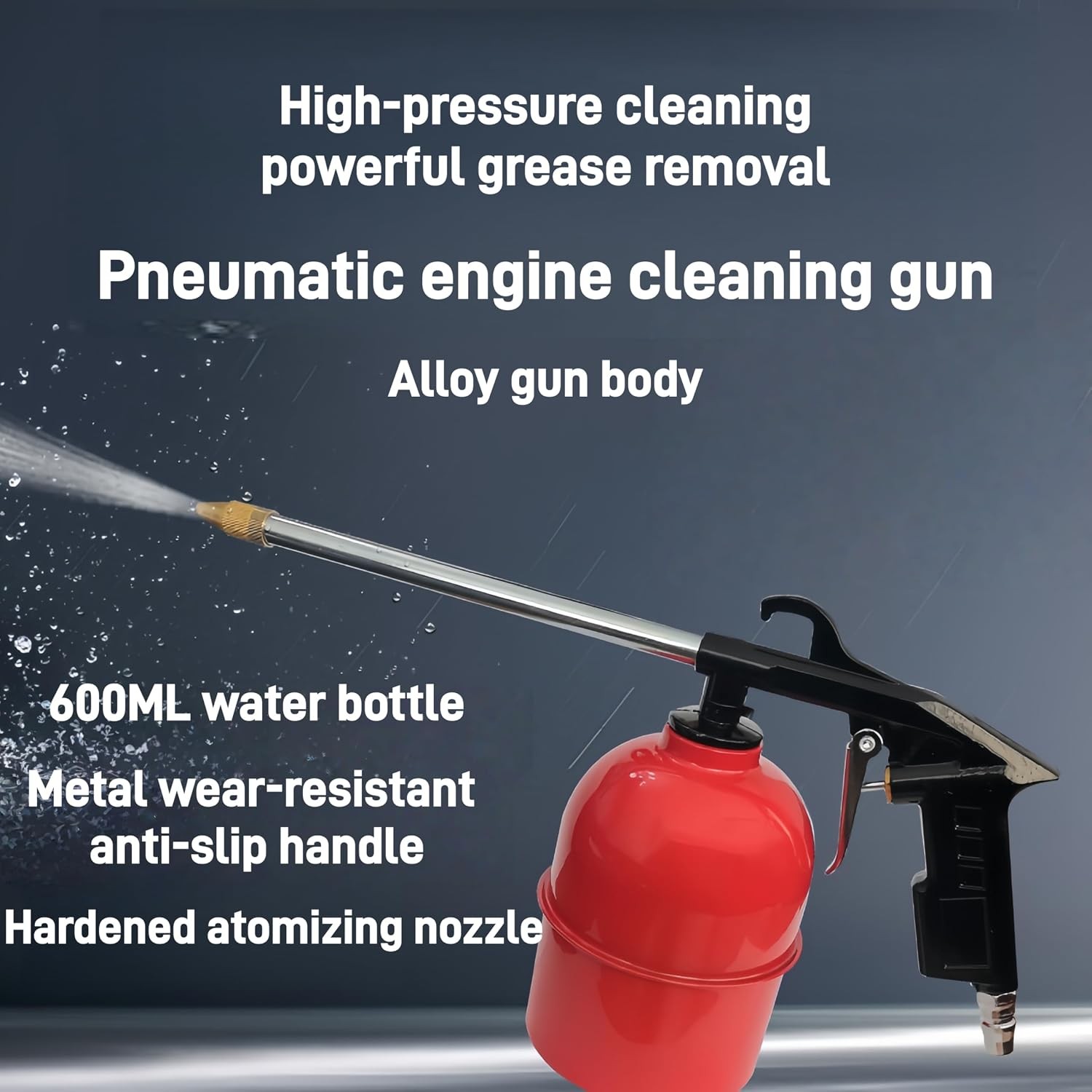 40-90 PSI Pneumatic Engine Cleaning Gun with 600ml Water Tank