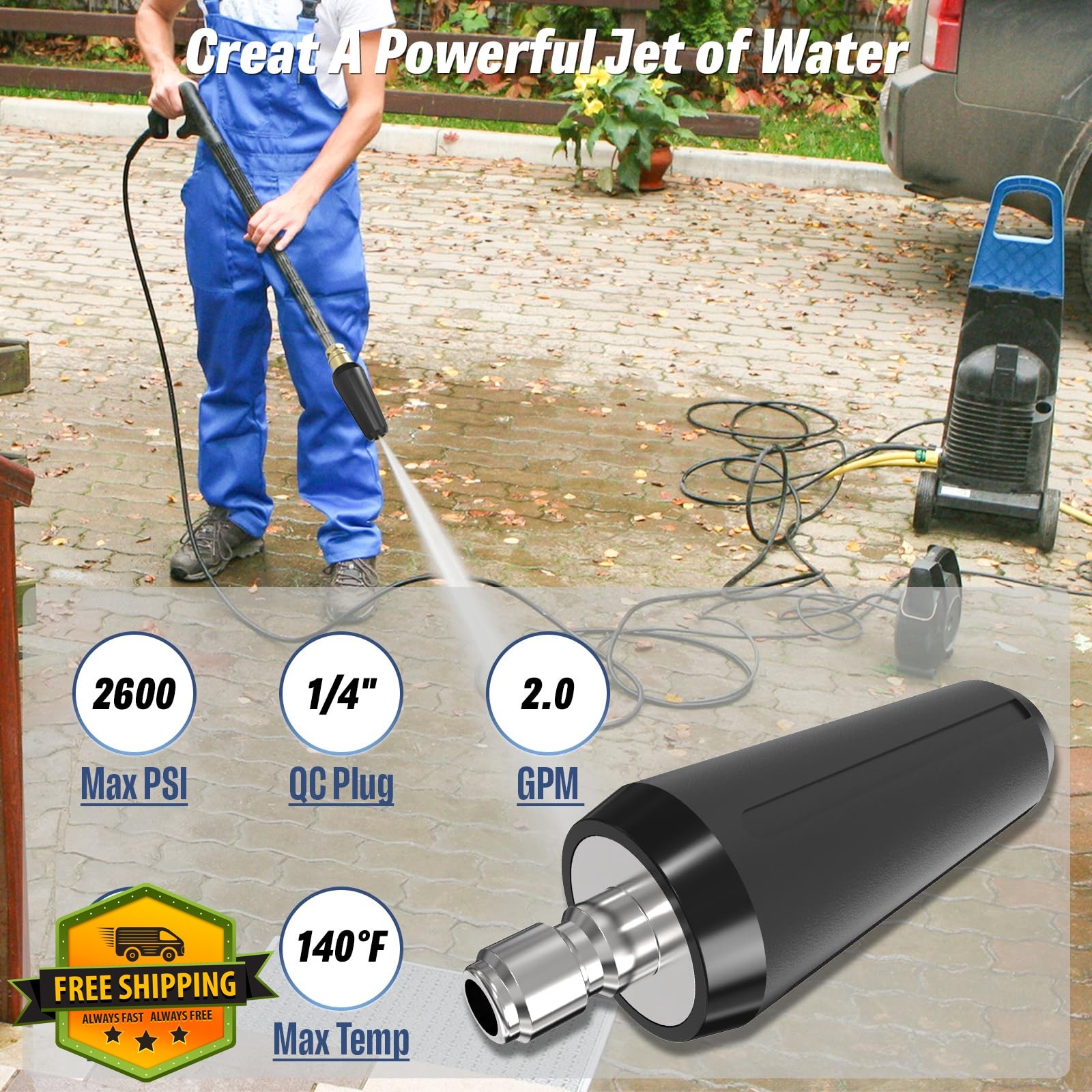 APOWER 2600 PSI turbo nozzle 1/4″ quick connect
