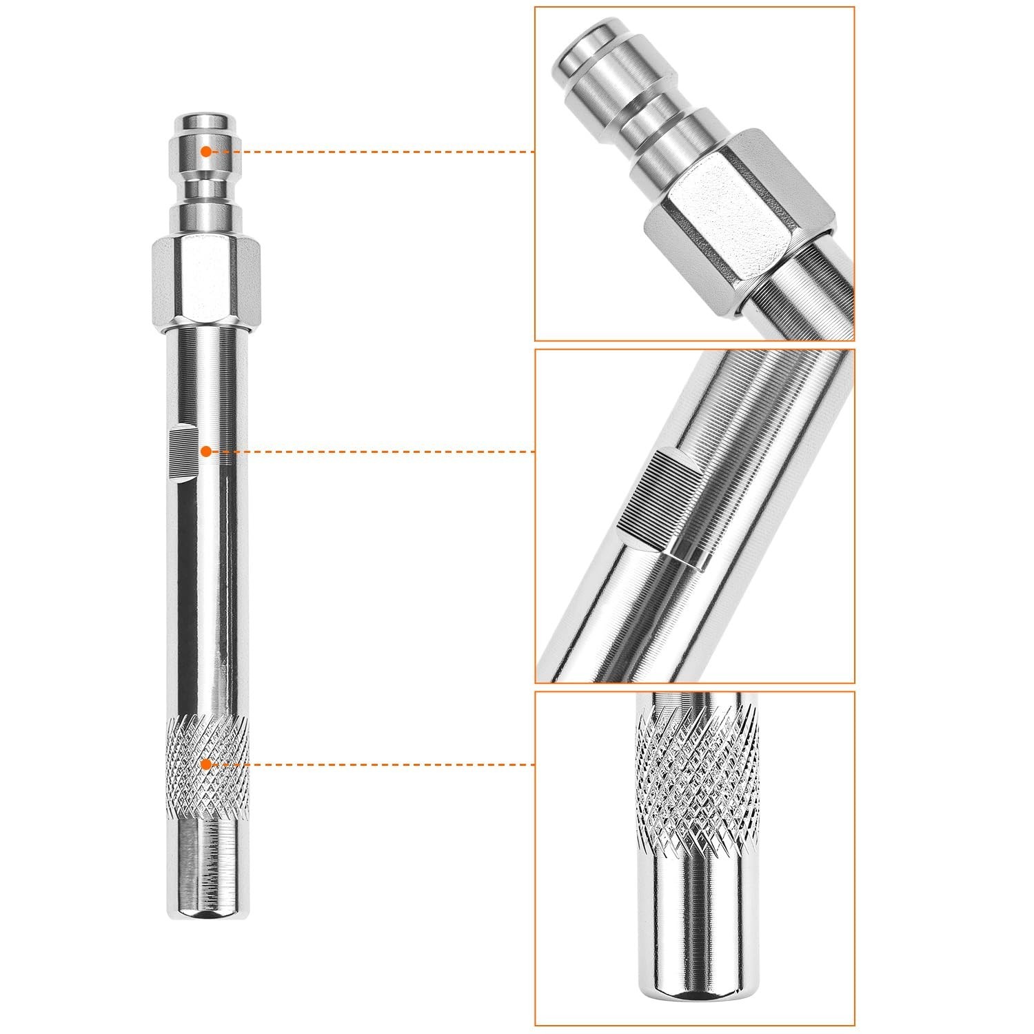Long Range Pressure Washer Nozzle, Stainless Steel Shooter Tip, 1000-6000 PSI, 1