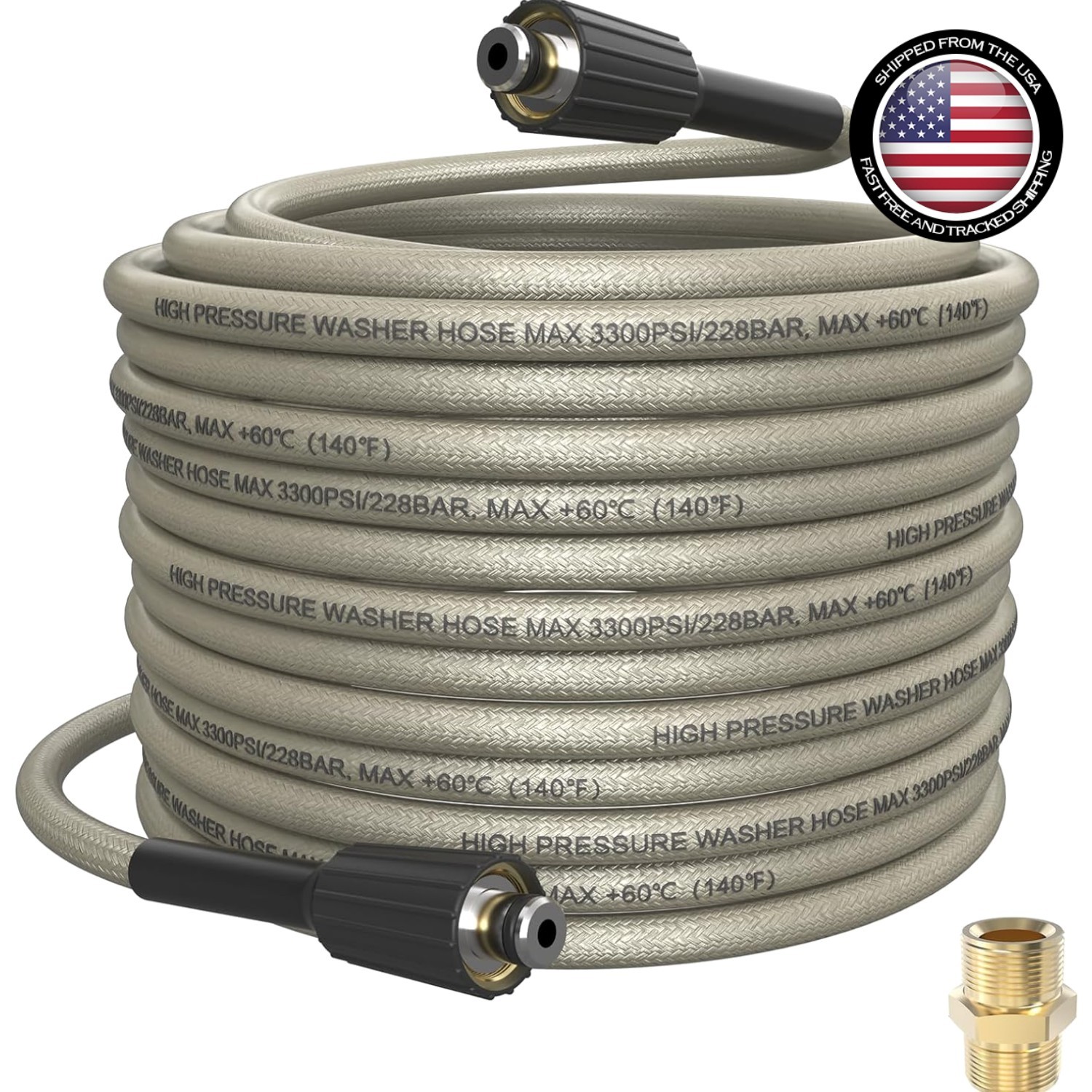 Durable 50 FT PVC Pressure Washer Hose – Kink Resistant & High Pressure