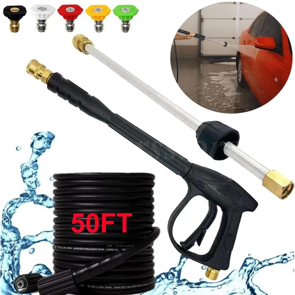 High Pressure 4000PSI Car Power Washer Gun Spray Wand Lance W/5 Nozzle+Hose Kit