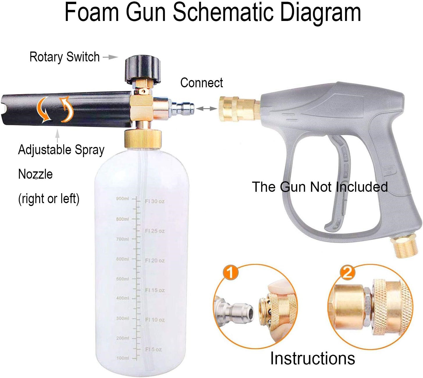 DUSICHIN SFL-001 Foam Cannon Snow Foam Lance Pressure Washer Jet Wash Quick 1/4