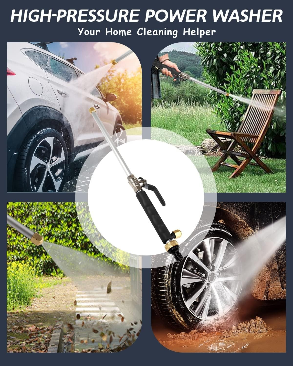 Upgraded Hydro Jet Garden Hose Wand, High Pressure Washer Tool