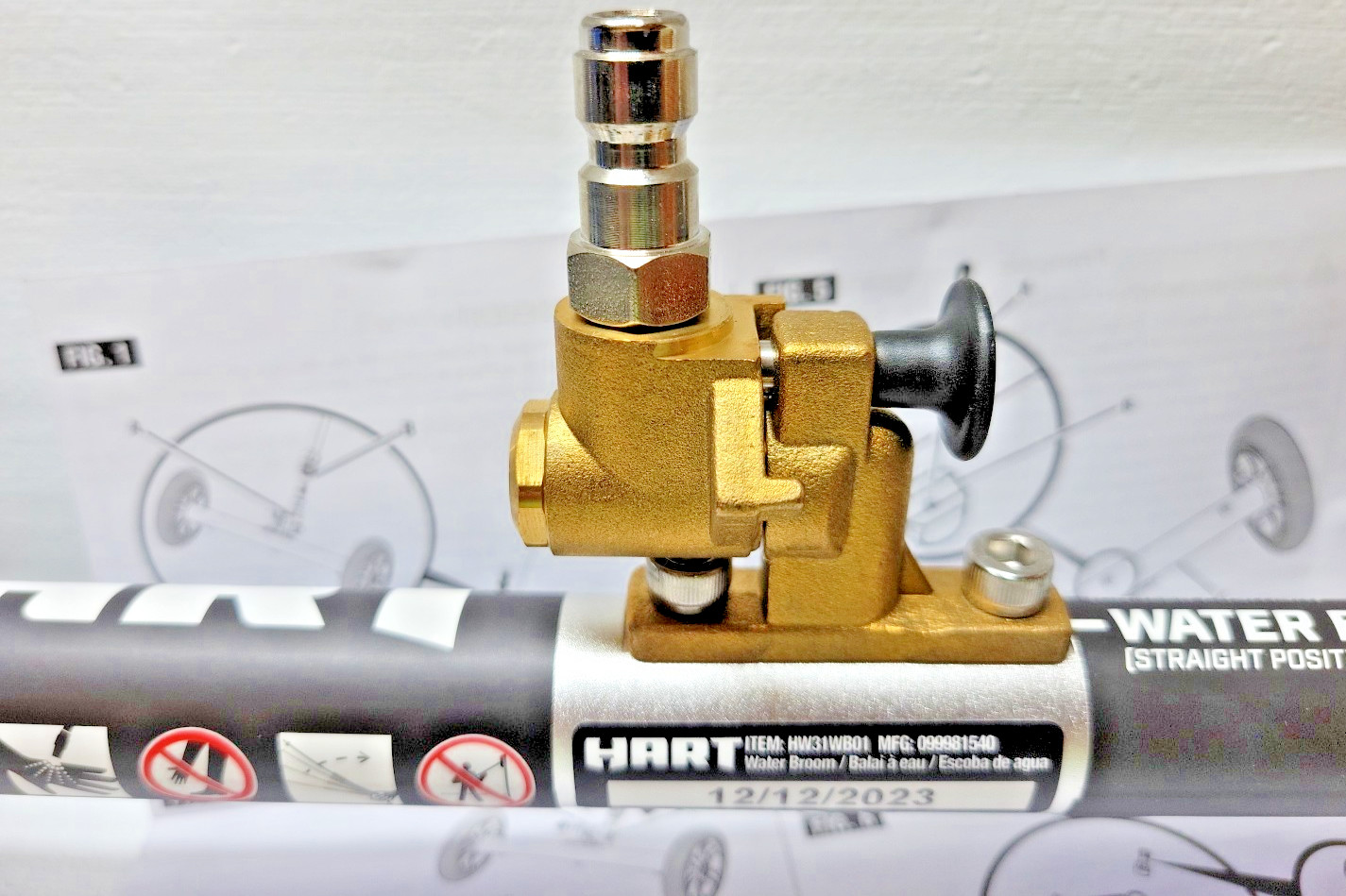 HART, HIGH PRESSURE BROOM,330,PSI,TWO POSITION PIVOT,HW31WB01 P.W.ATTACH (B2)
