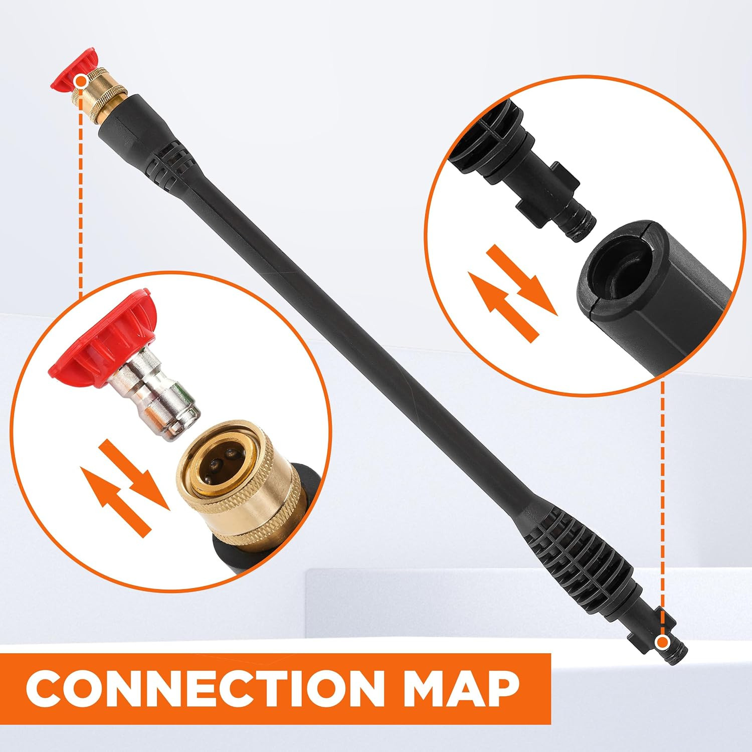 Pressure Washer Wand Replacement with 5 Spray Pressure Washer Nozzle Tips, 16 In