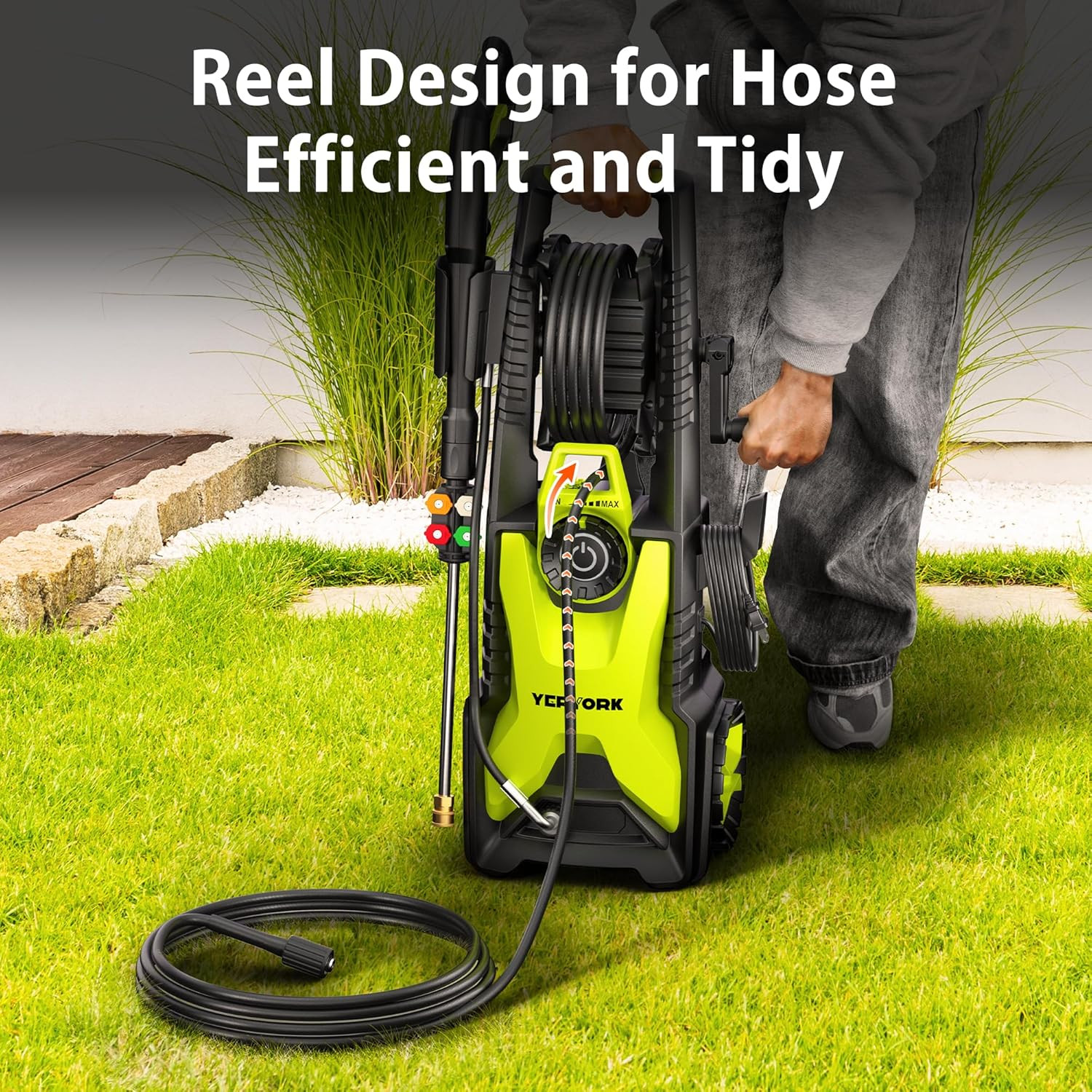 Adjustable 4000 PSI Pressure Washer,2.5 Max GPM Power Washer with 33 FT Retracta