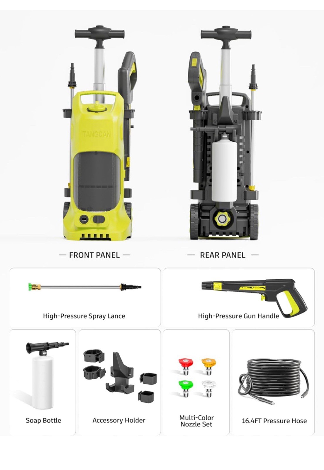 Powerful Electric High Pressure Washer 3800PSI Max 2.6 GPM Power Washer 1800W