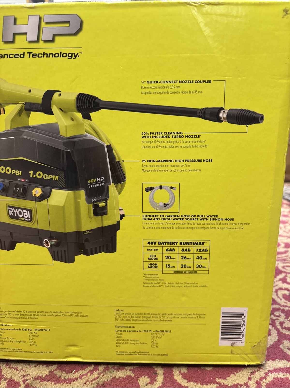 Ryobi 40V HP Brushless Pressure Washer 1,200PSI 1.0GPM