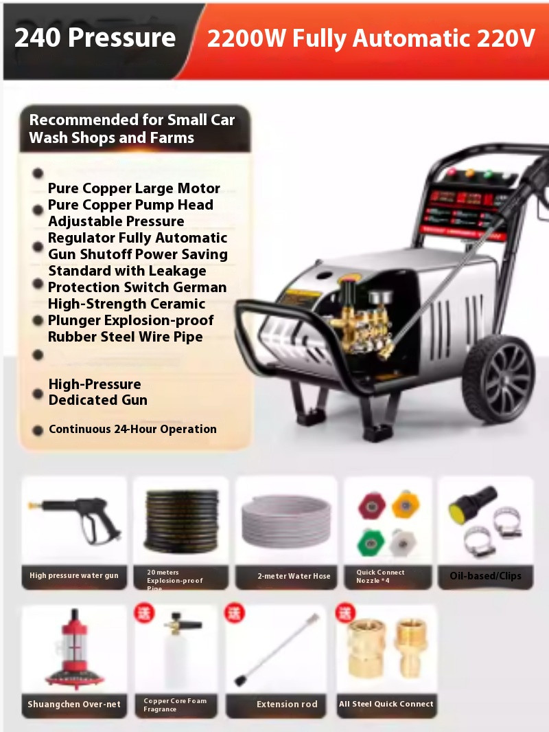High-pressure Cleaner 2.2 KW Electric Power Suitable for Repair Shops