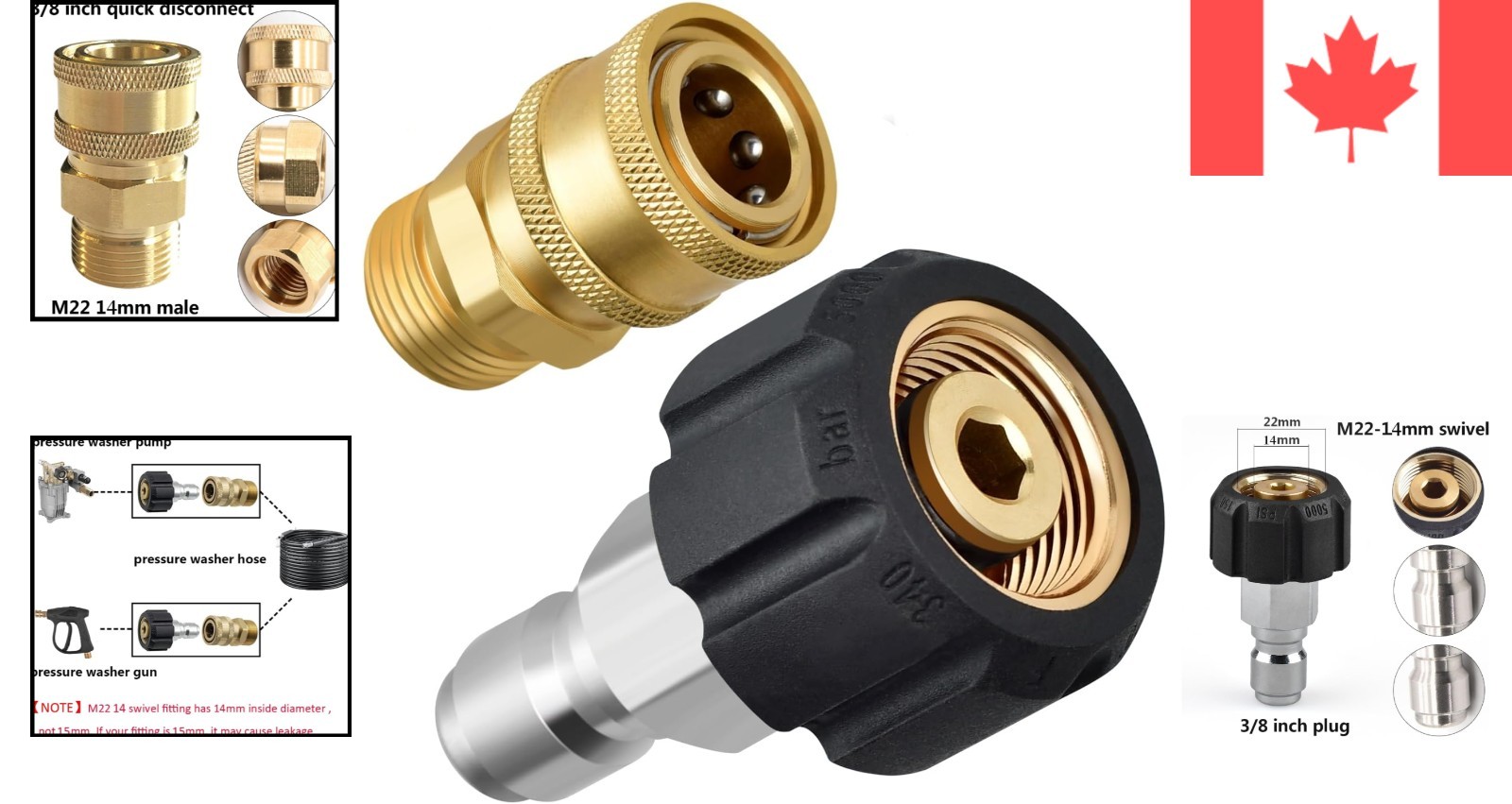 Efficient 38 in Quick-Connect Pressure Washer Adapter, Durable for All Cleaning