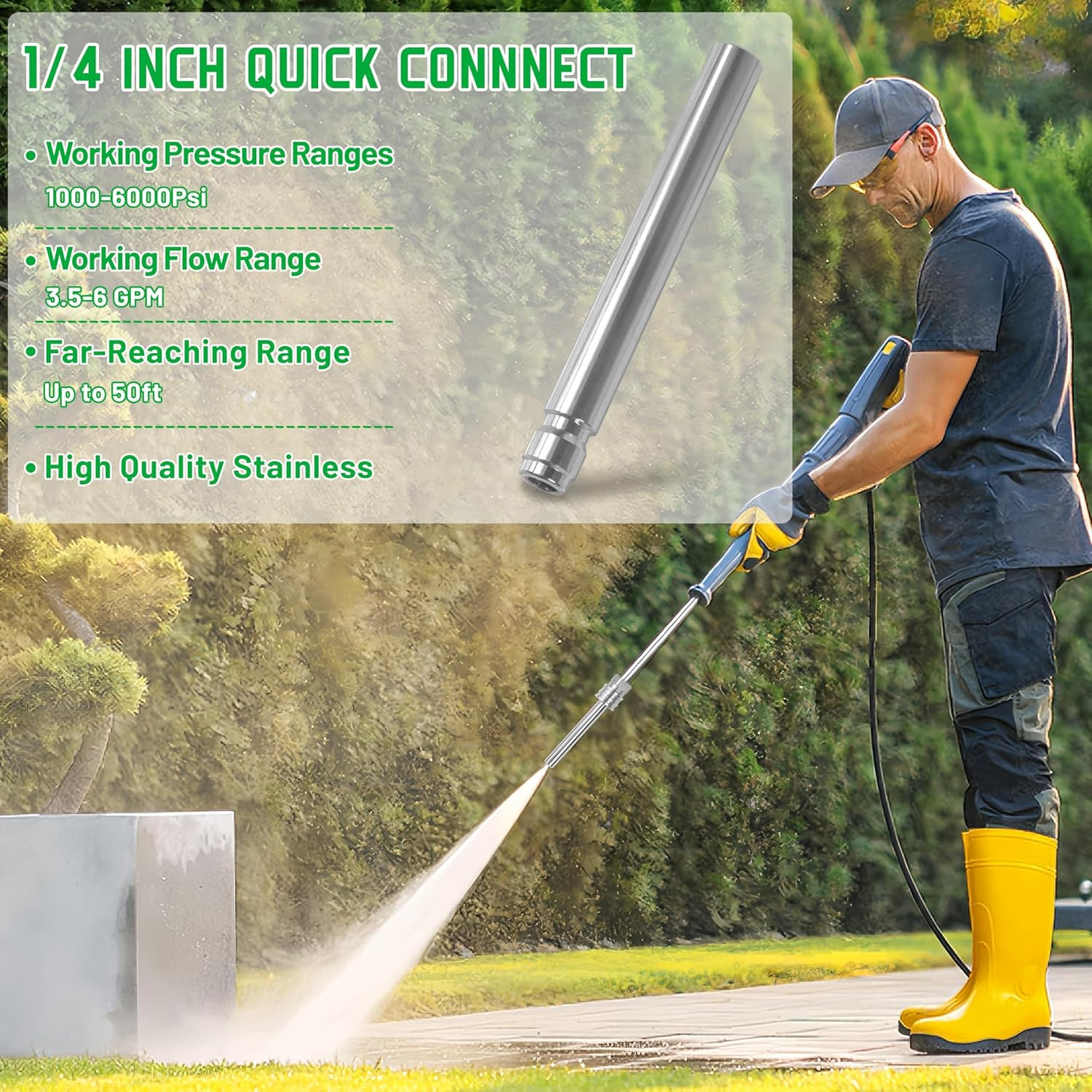 Pressure Washer Long Range Chemical Nozzle – 1/4” Quick Connect Shooter Tip, Co