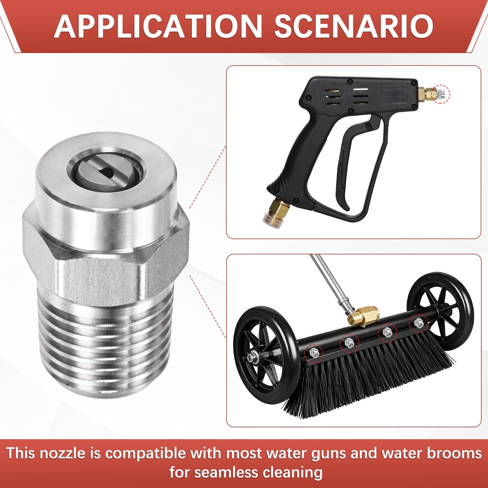 1/4″ NPT 15° Surface Cleaner Tip [2PCS] – Pressure Washer Nozzle [1.382MM Pore]