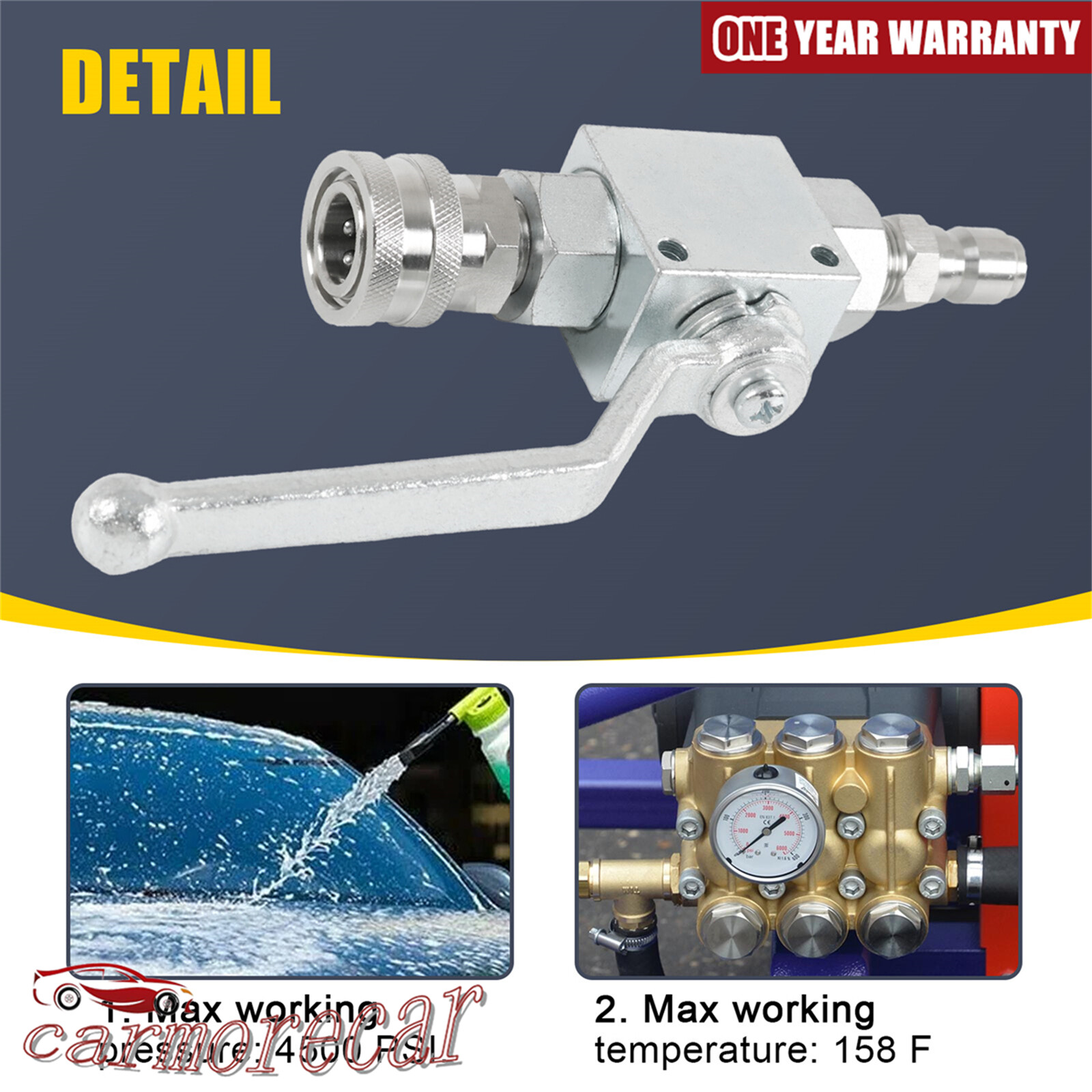 Steel High Pressure Washer Ball Valve Kit, 3/8 Inch Quick Connect 4500 PSI