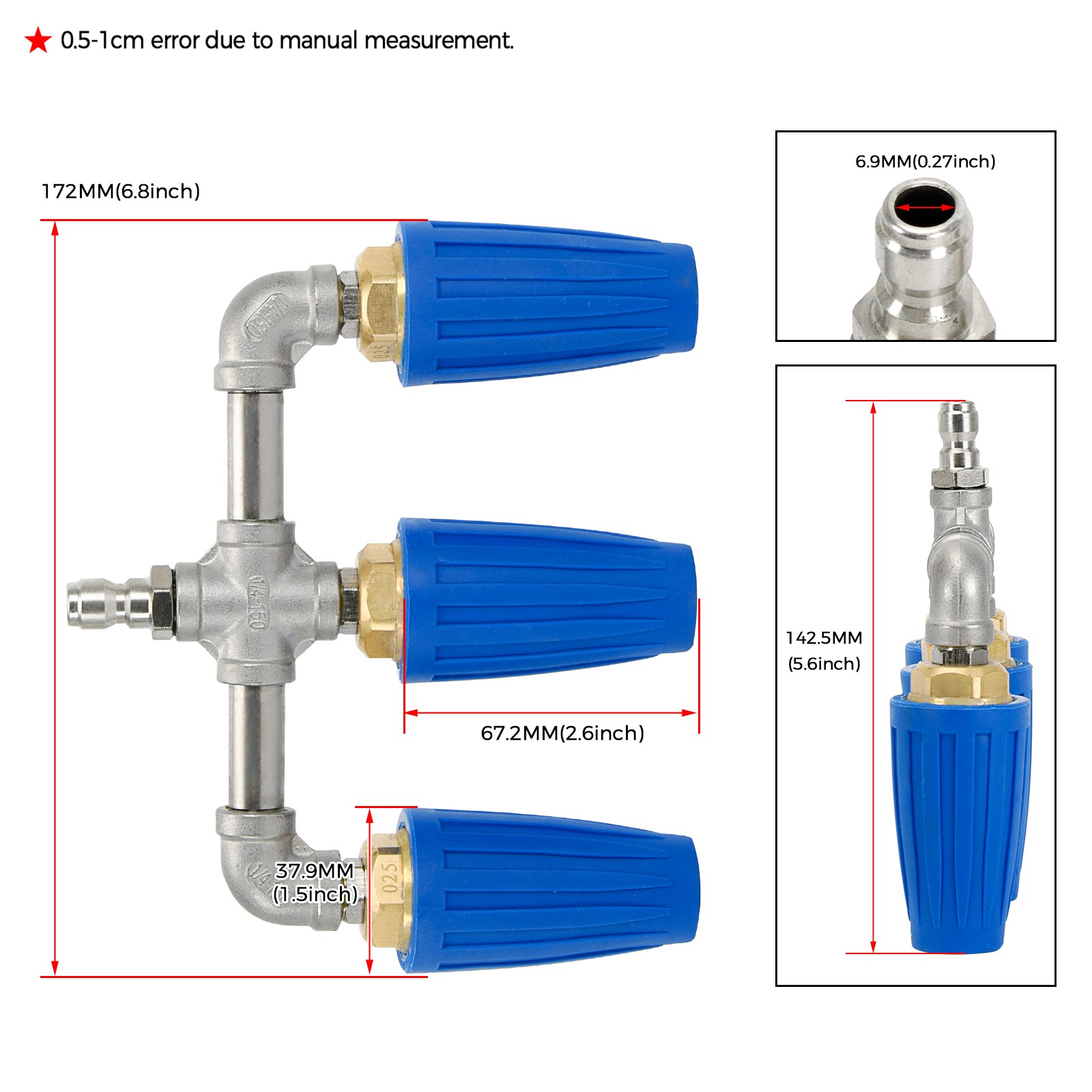 360° Rotating Triple Turbo Nozzle 1/4″ Quick Connect Pressure Washer Tip