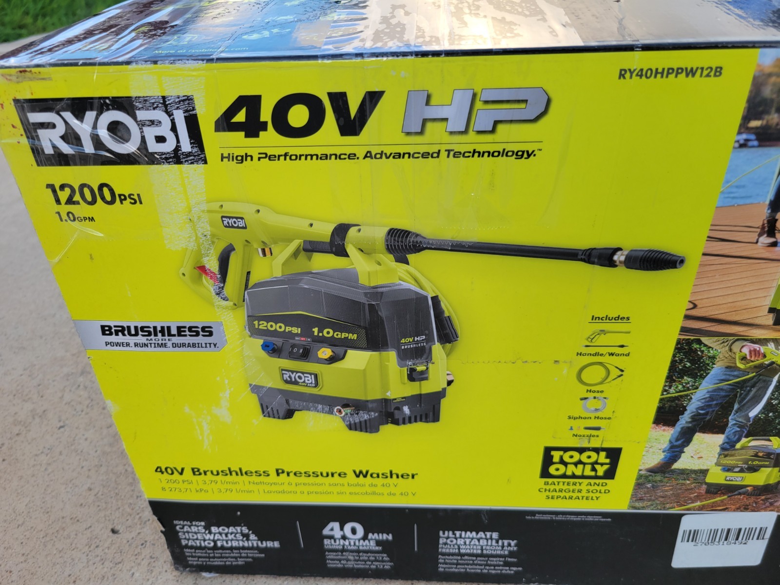 40V Ryobi HP 1200 PSI 1.0 GPM Cold Water Pressure Washer (Only Tool)